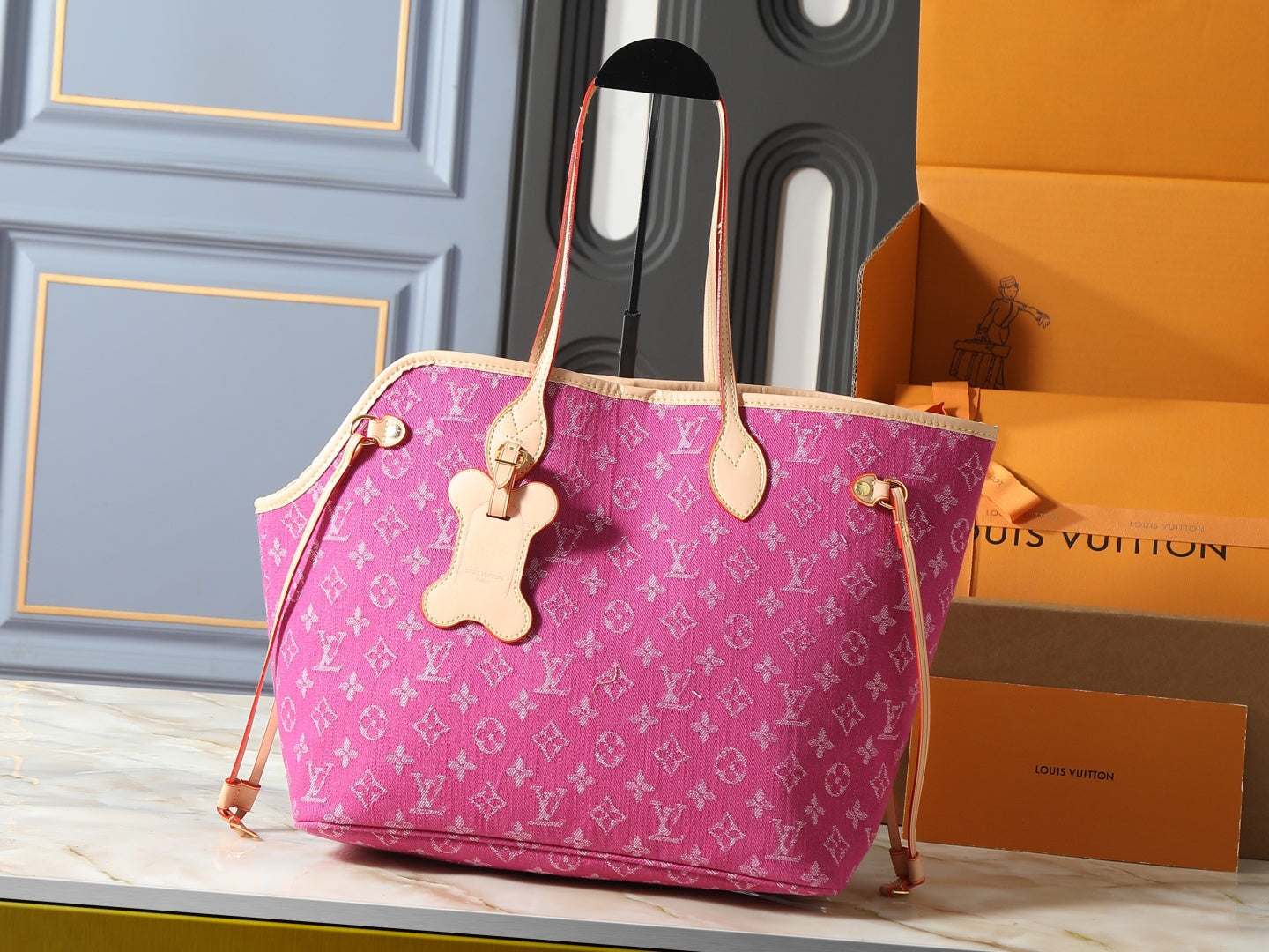 CUSTOM LV NEVERWOOF PET BAG (DENIM)