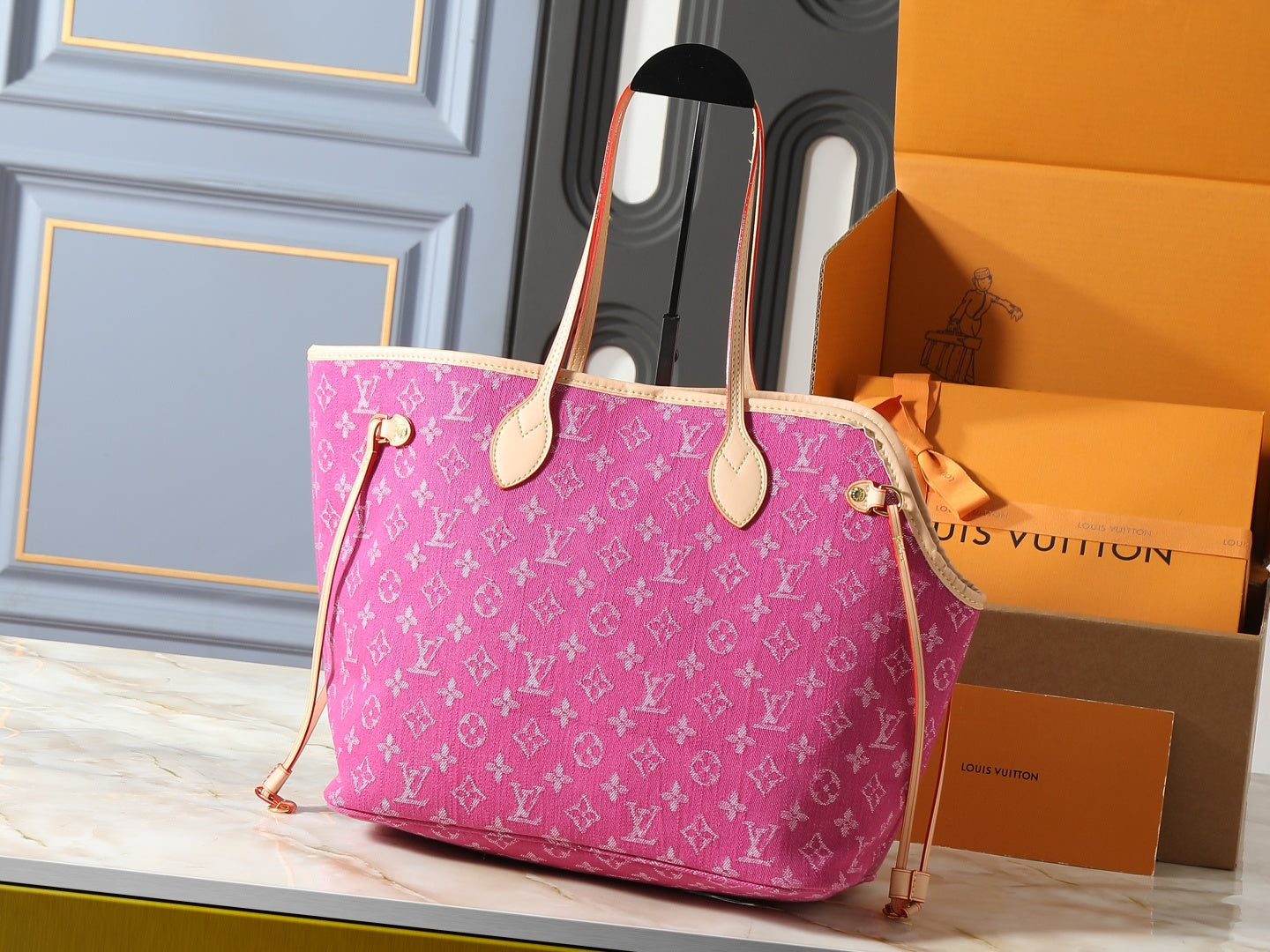 CUSTOM LV NEVERWOOF PET BAG (DENIM)