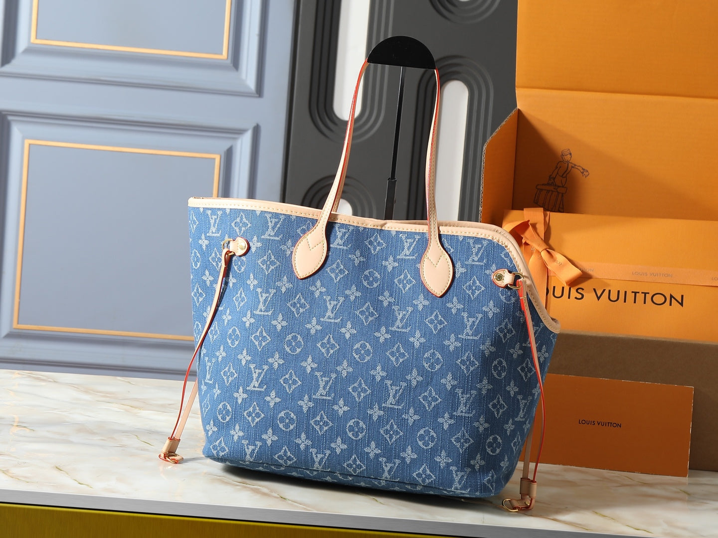 CUSTOM LV NEVERWOOF PET BAG (DENIM)