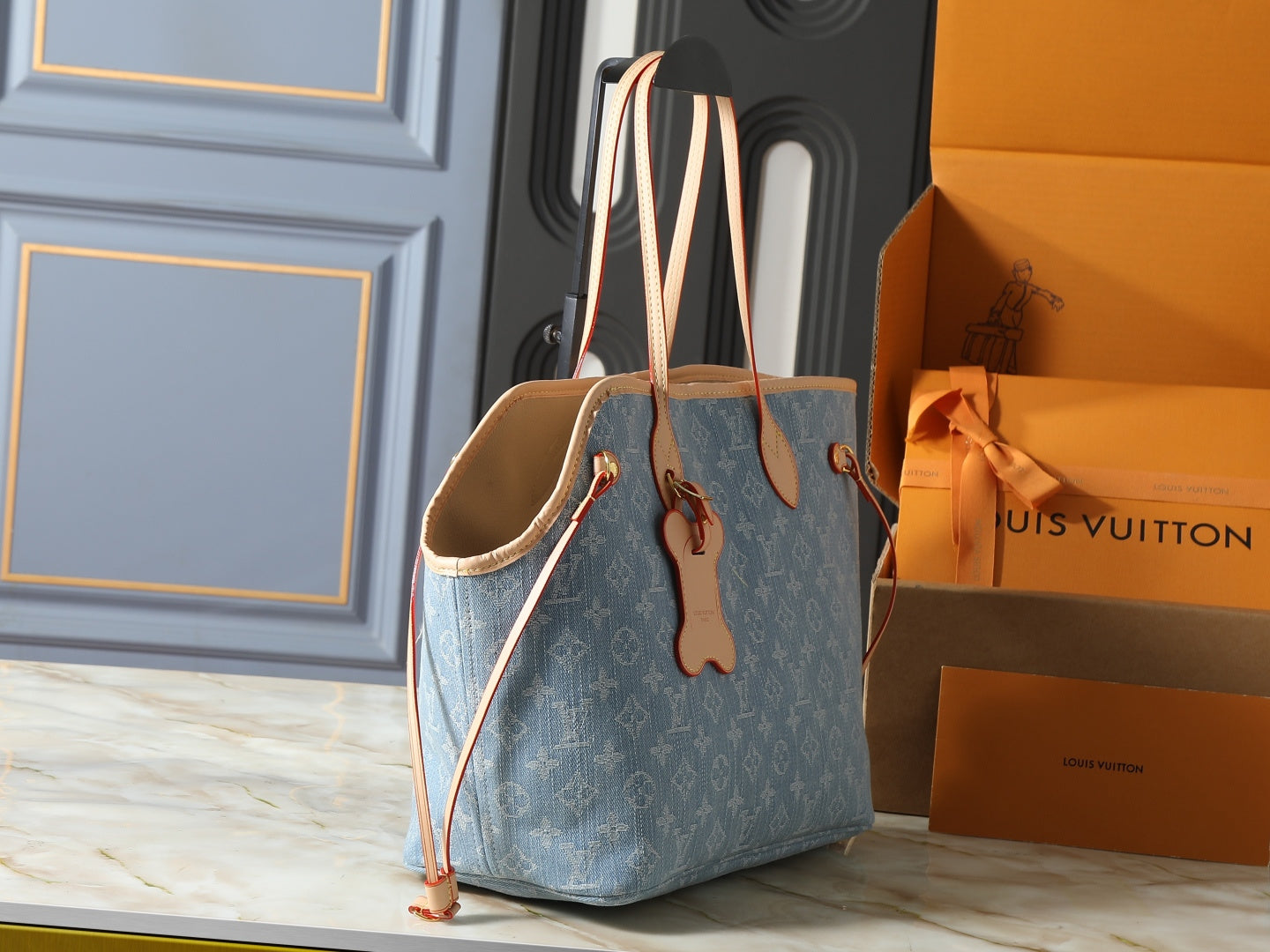 CUSTOM LV NEVERWOOF PET BAG (DENIM)