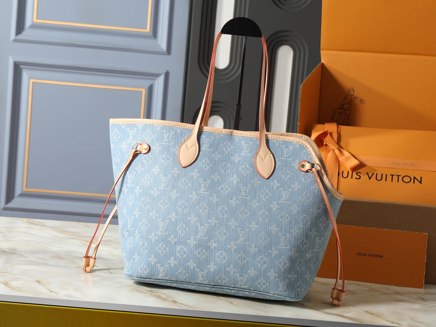 CUSTOM LV NEVERWOOF PET BAG (DENIM)