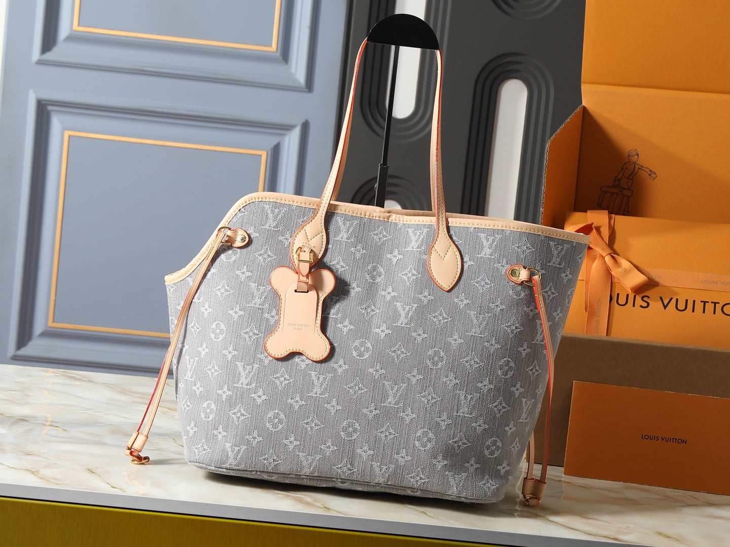 CUSTOM LV NEVERWOOF PET BAG (DENIM)