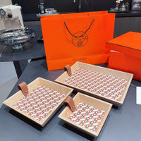 HERMES 3 PIECE VALET WOODEN TRAY (H BROWN)