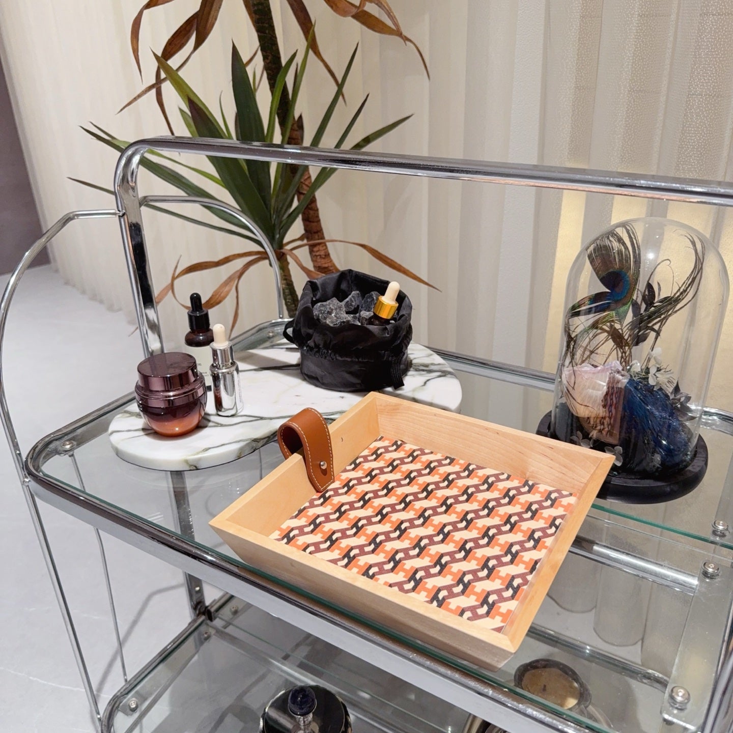 HERMES 3 PIECE VALET WOODEN TRAY (H BROWN)