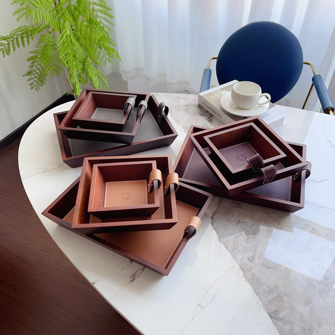 HERMES 3 PIECE VALET WOODEN TRAY