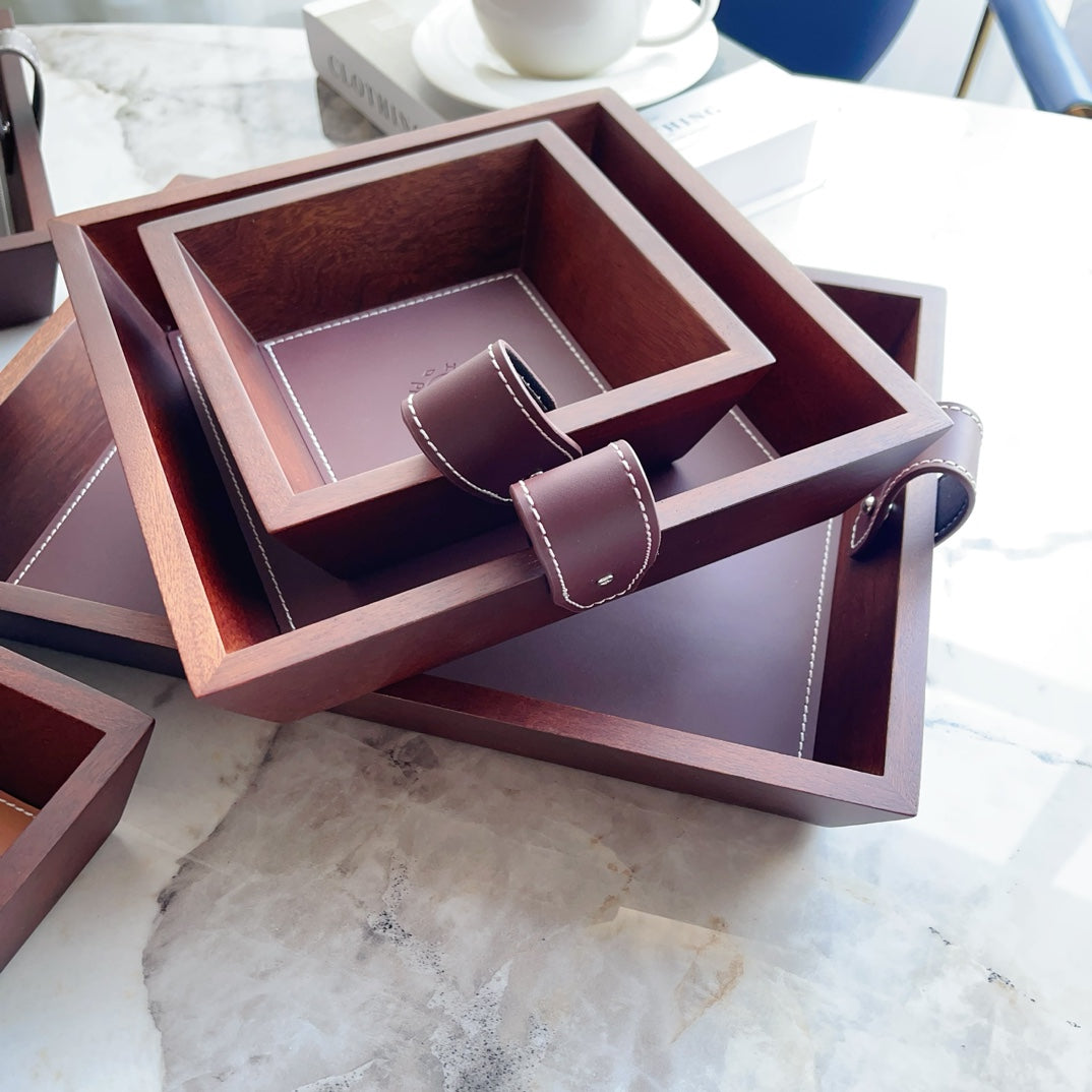 HERMES 3 PIECE VALET WOODEN TRAY