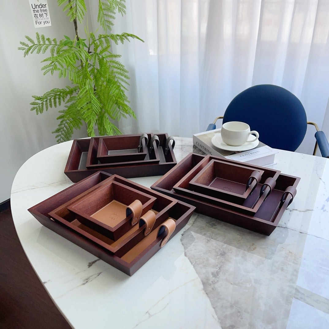 HERMES 3 PIECE VALET WOODEN TRAY