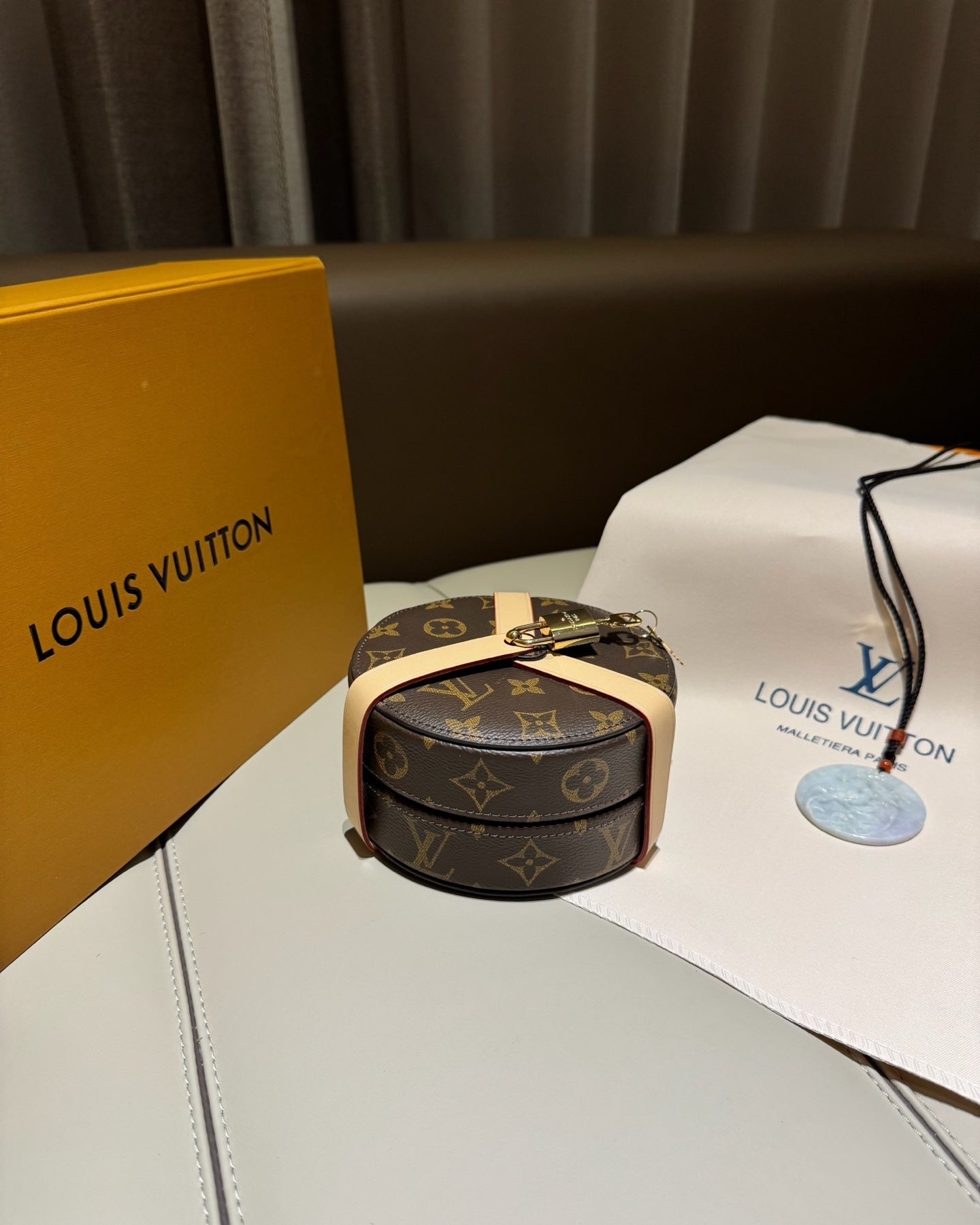 CUSTOM LV ROUND JEWELRY CASE