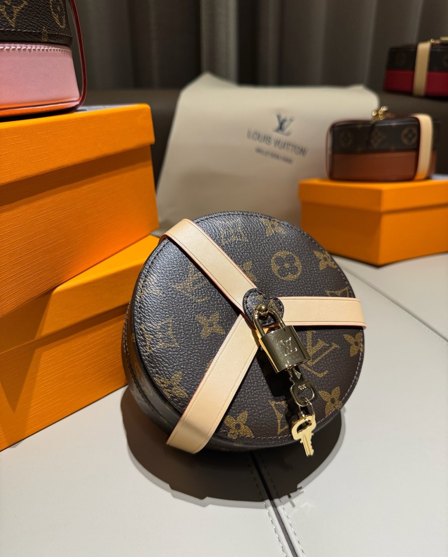 CUSTOM LV ROUND JEWELRY CASE