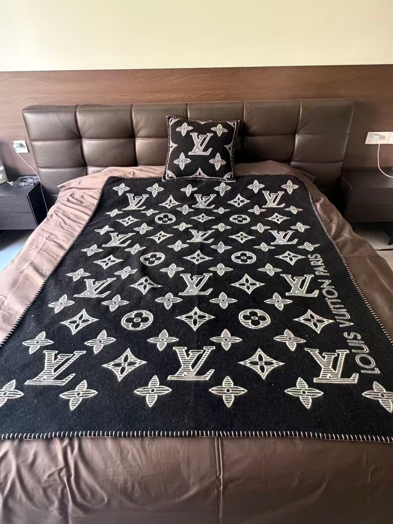 CUSTOM LV MONOGRAM SHADOW THROW PILLOW (GREY)