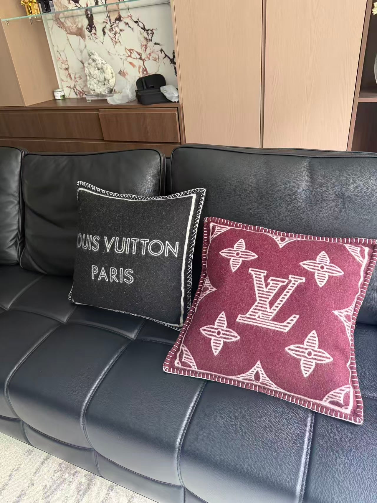 CUSTOM LV MONOGRAM SHADOW THROW PILLOW (GREY)