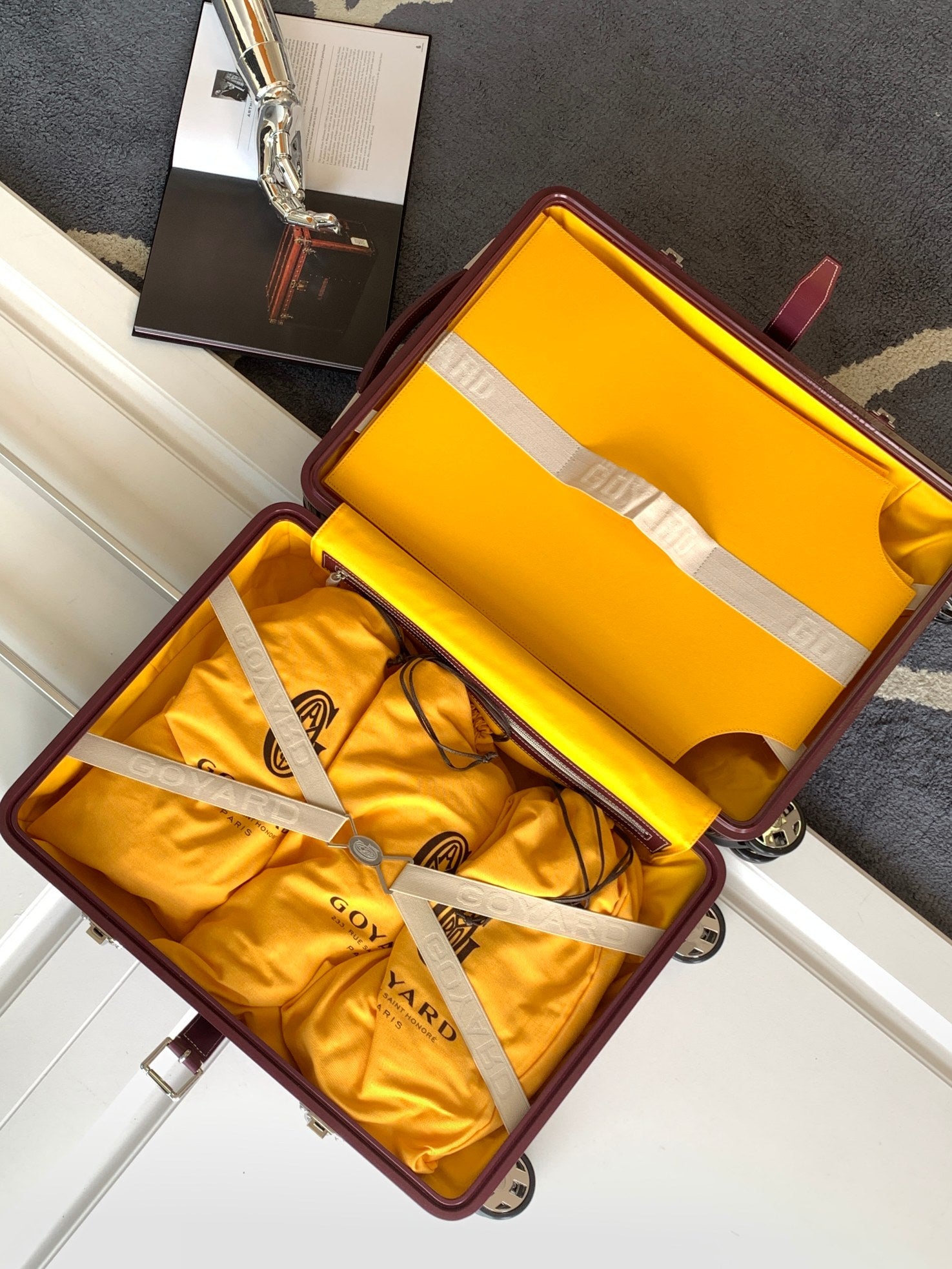 CUSTOM GOYARD 35L SUITCASE (MAROON)