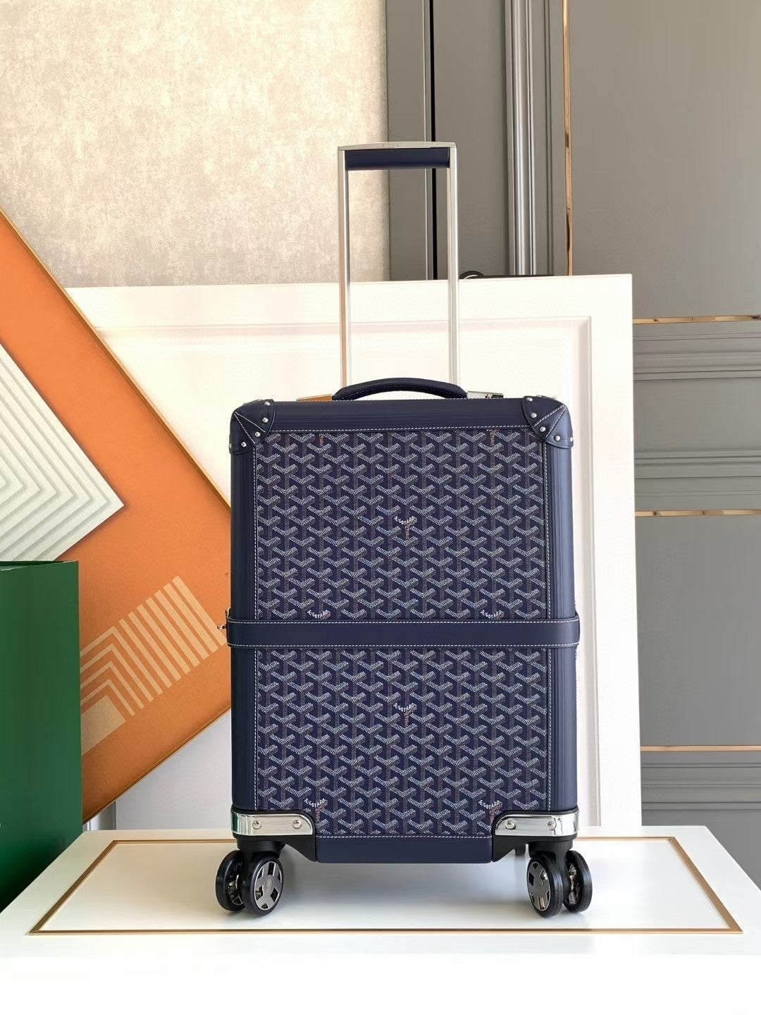 CUSTOM GOYARD 35L SUITCASE (NAVY)