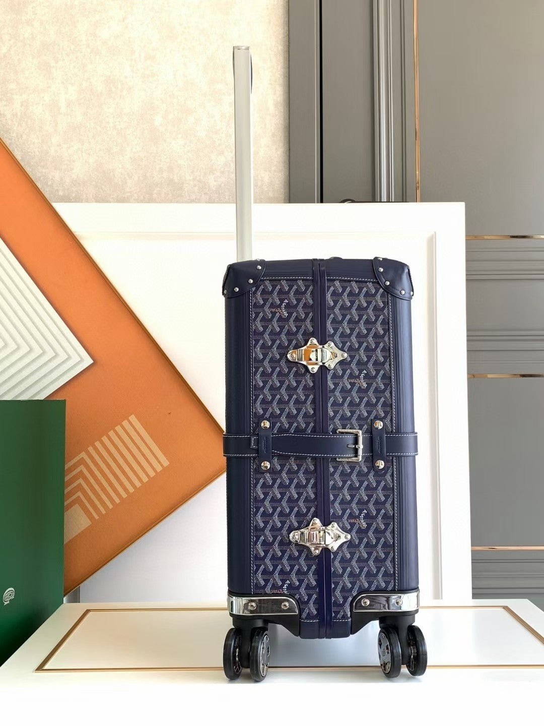 CUSTOM GOYARD 35L SUITCASE (NAVY)