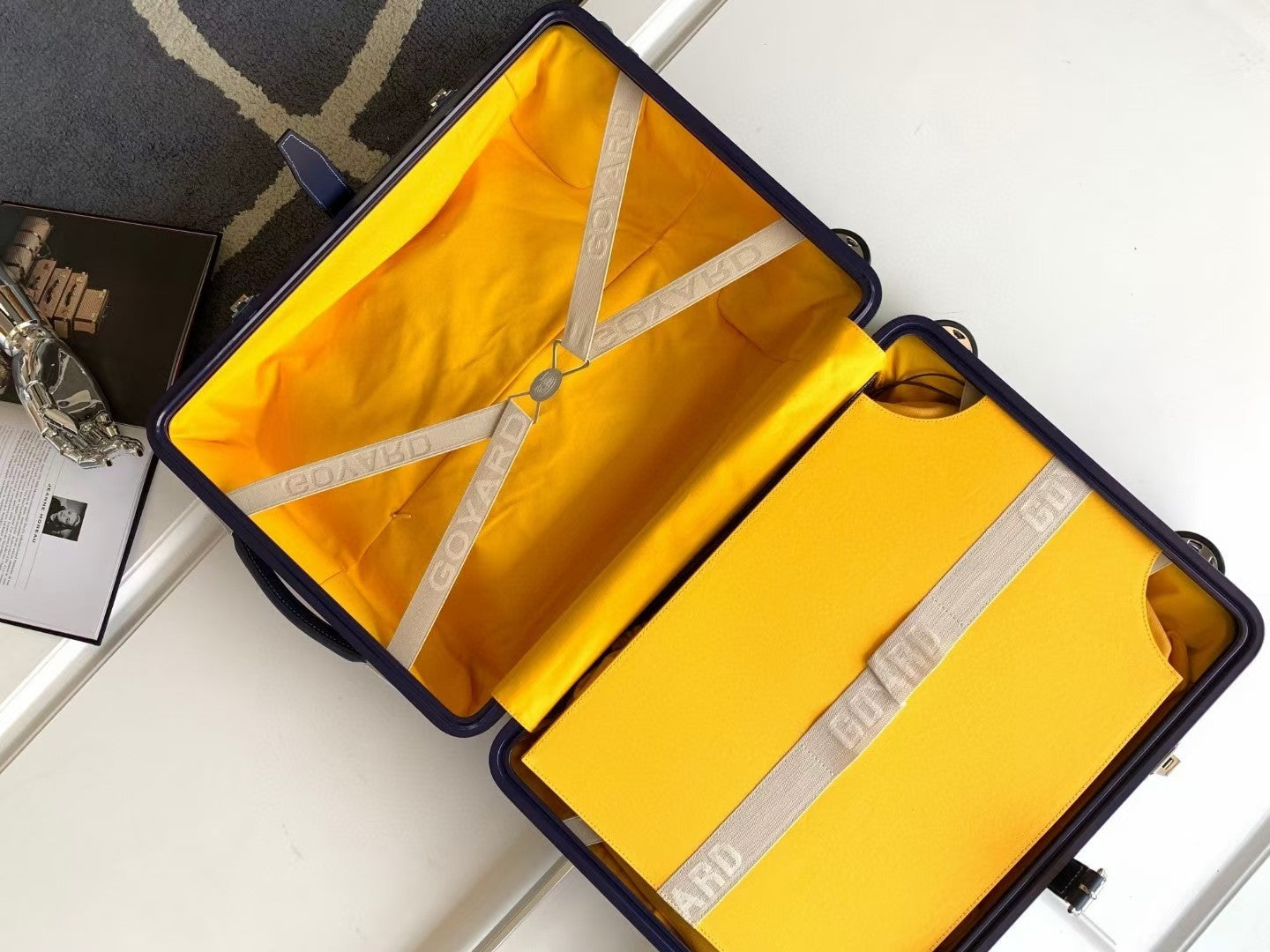 CUSTOM GOYARD 35L SUITCASE (NAVY)