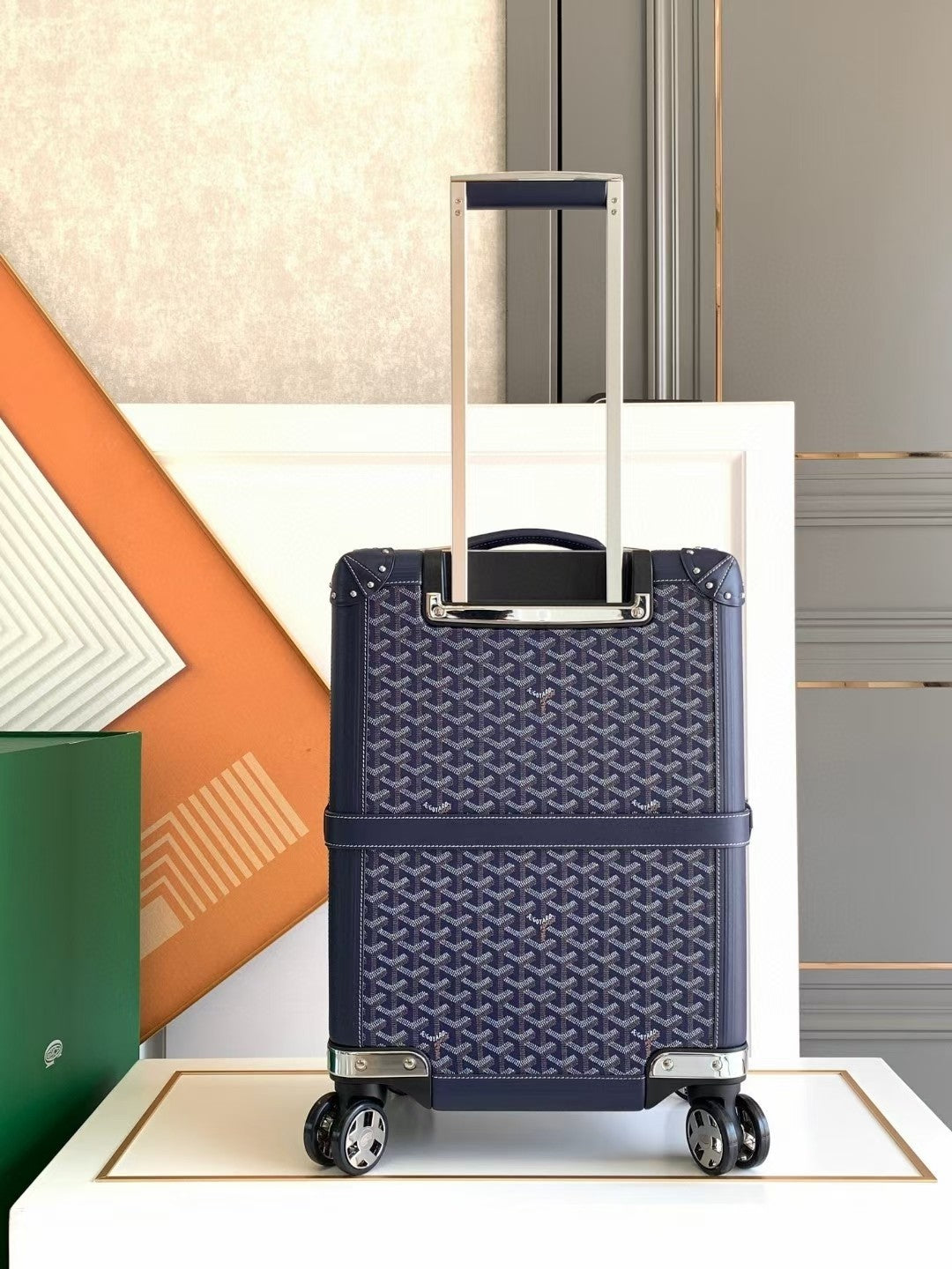 CUSTOM GOYARD 35L SUITCASE (NAVY)