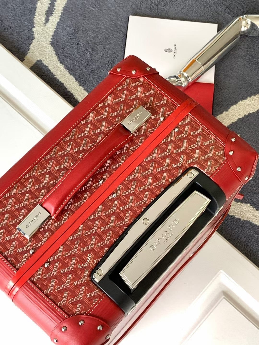 CUSTOM GOYARD 35L SUITCASE (RED)