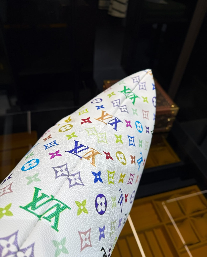 CUSTOM LV LEATHER PILLOW (MURAKAMI)