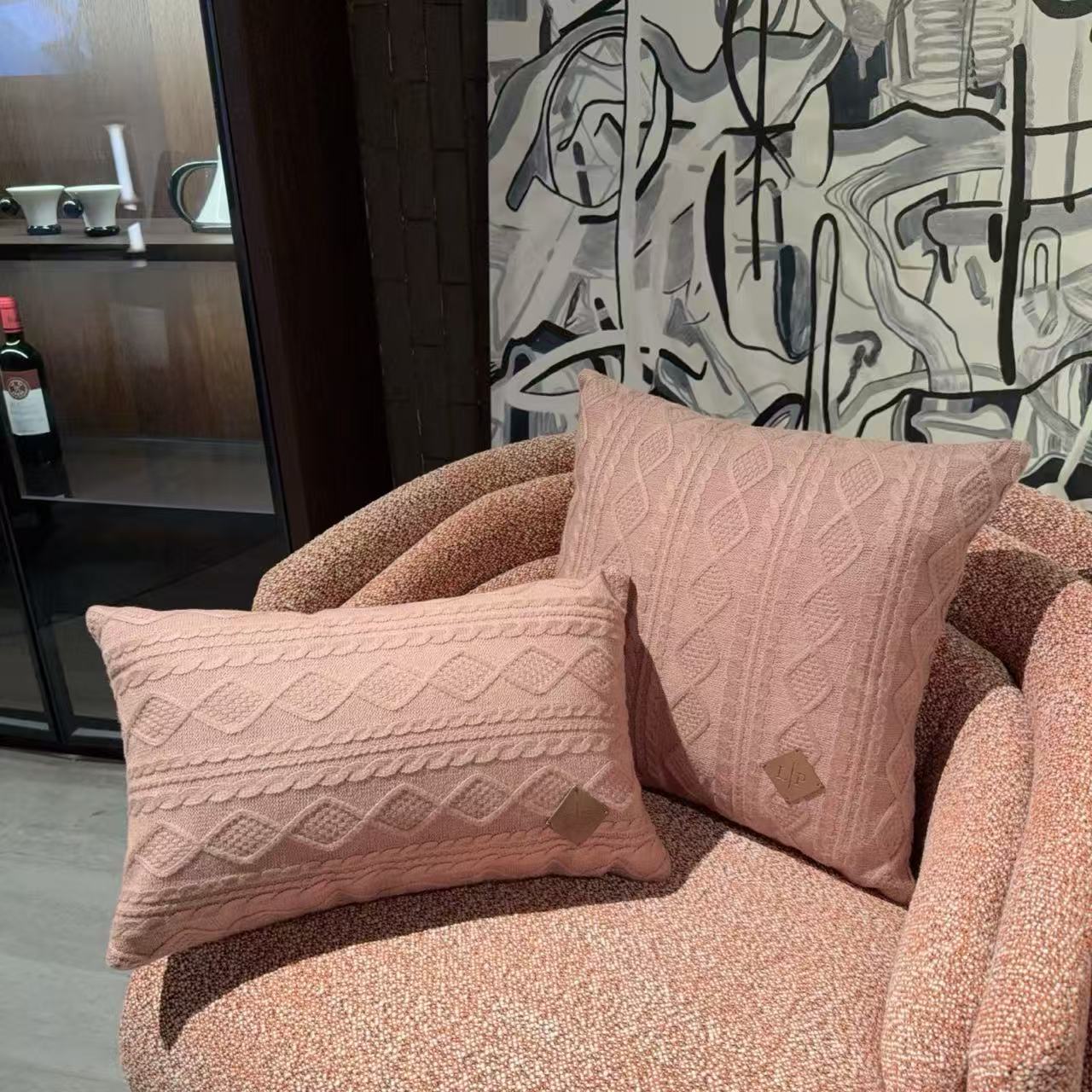 LORO PIANA KNITTED PILLOW SET (DARK PINK)