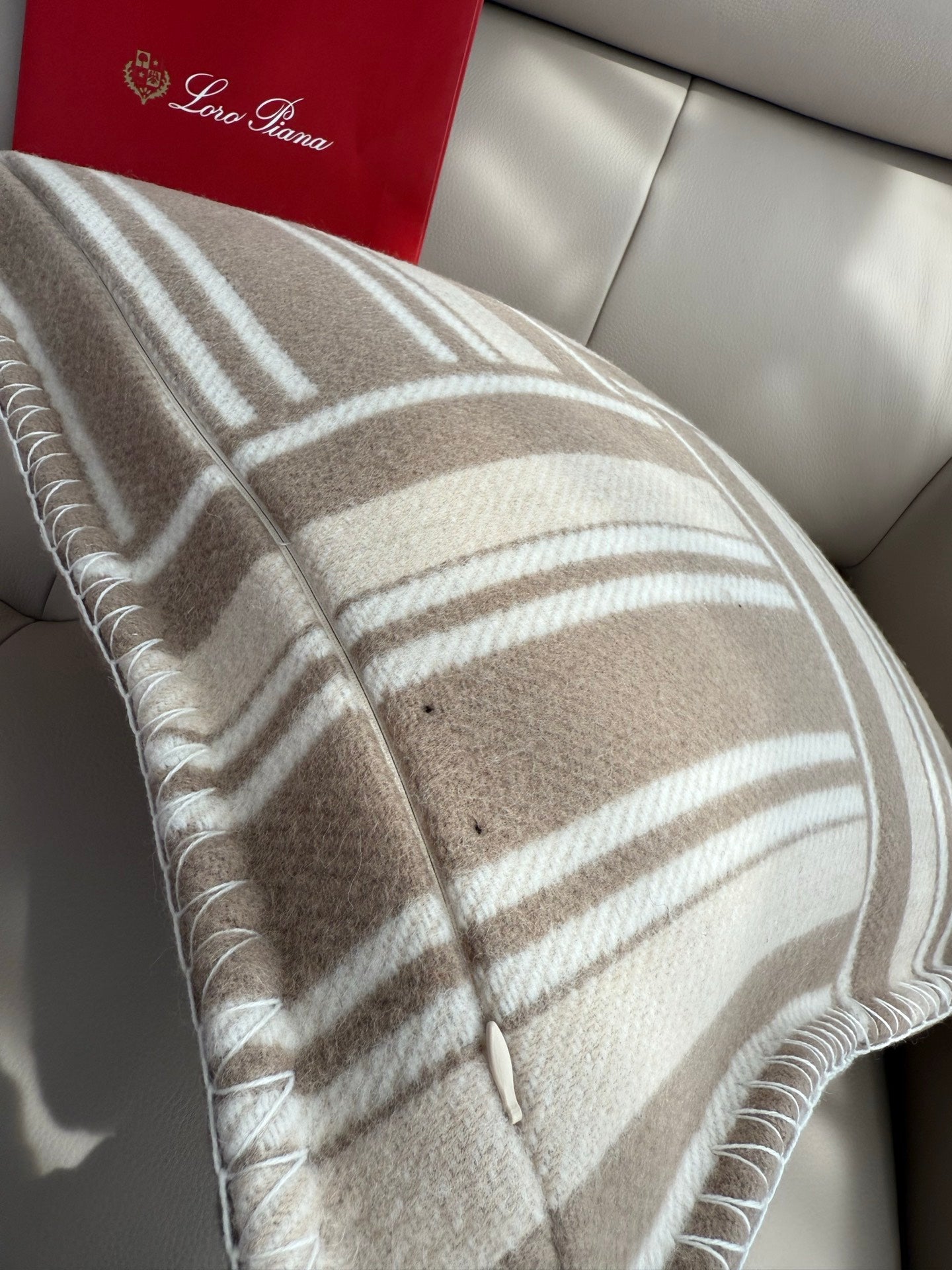 LORO PIANA INTARSIA PLAID WOOL PILLOW