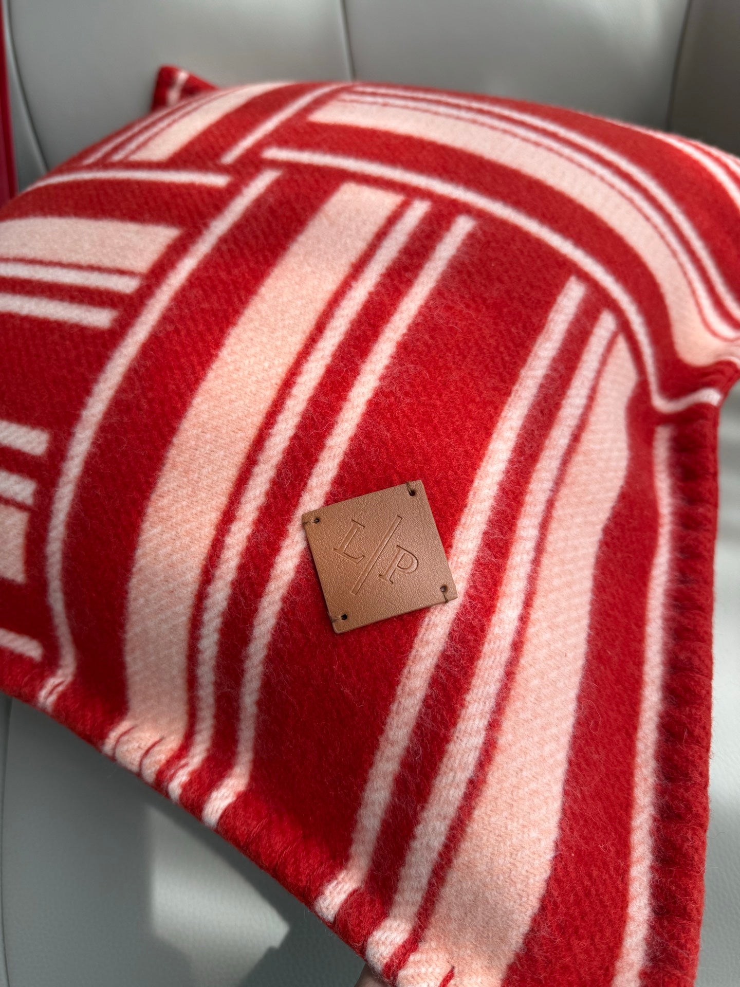 LORO PIANA INTARSIA PLAID WOOL PILLOW
