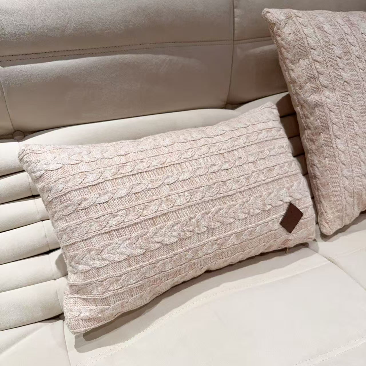 LORO PIANA KNITTED PILLOW SET (LIGHT PINK)