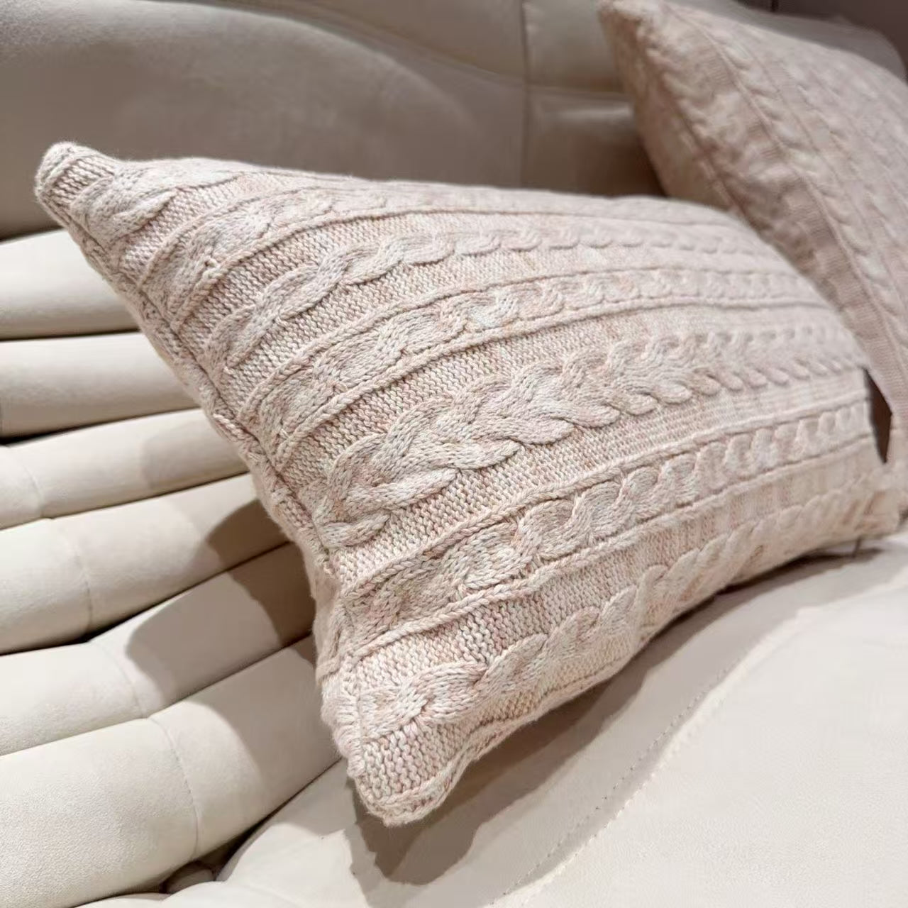 LORO PIANA KNITTED PILLOW SET (LIGHT PINK)