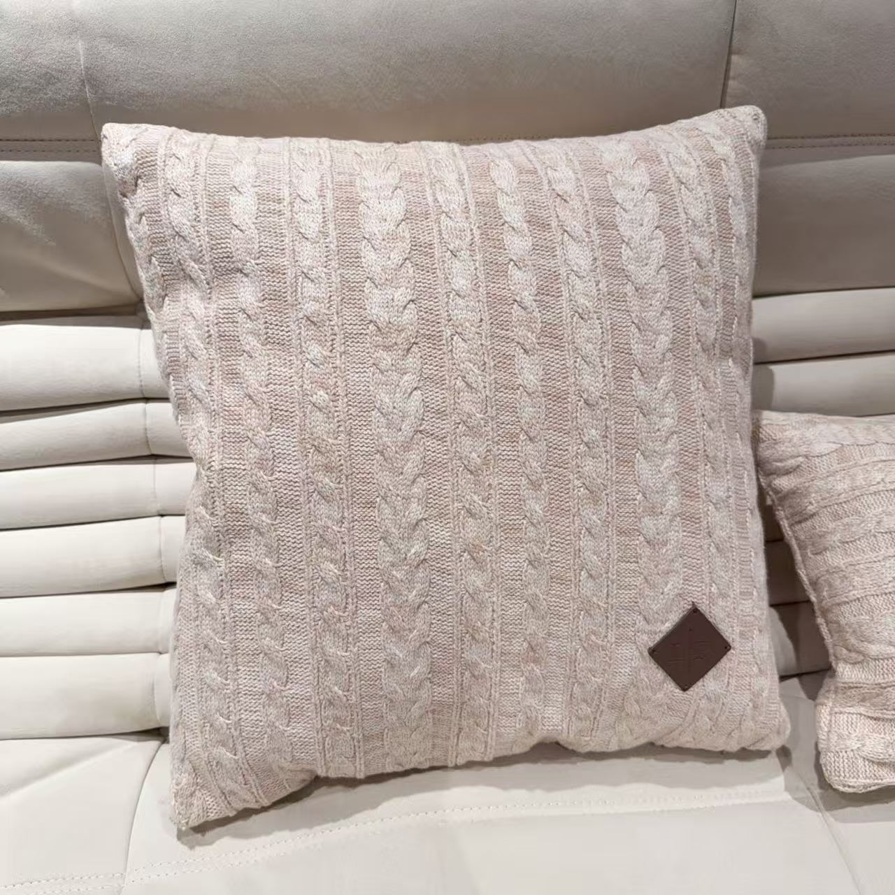 LORO PIANA KNITTED PILLOW SET (LIGHT PINK)