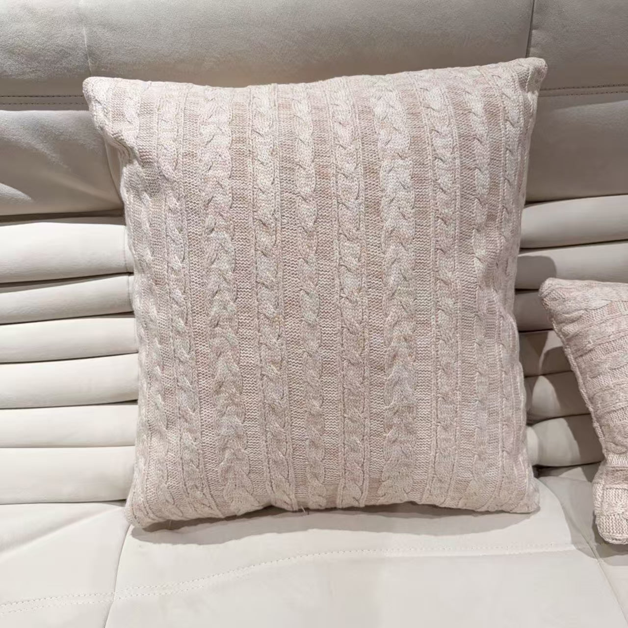 LORO PIANA KNITTED PILLOW SET (LIGHT PINK)