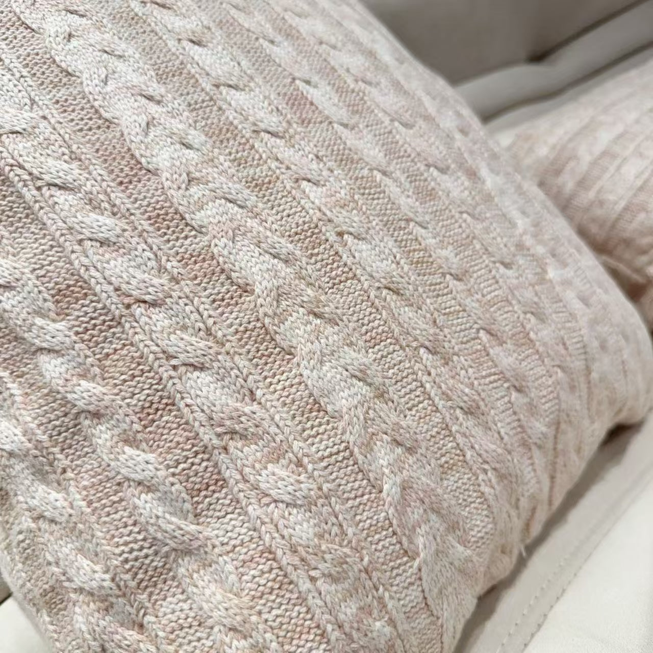 LORO PIANA KNITTED PILLOW SET (LIGHT PINK)