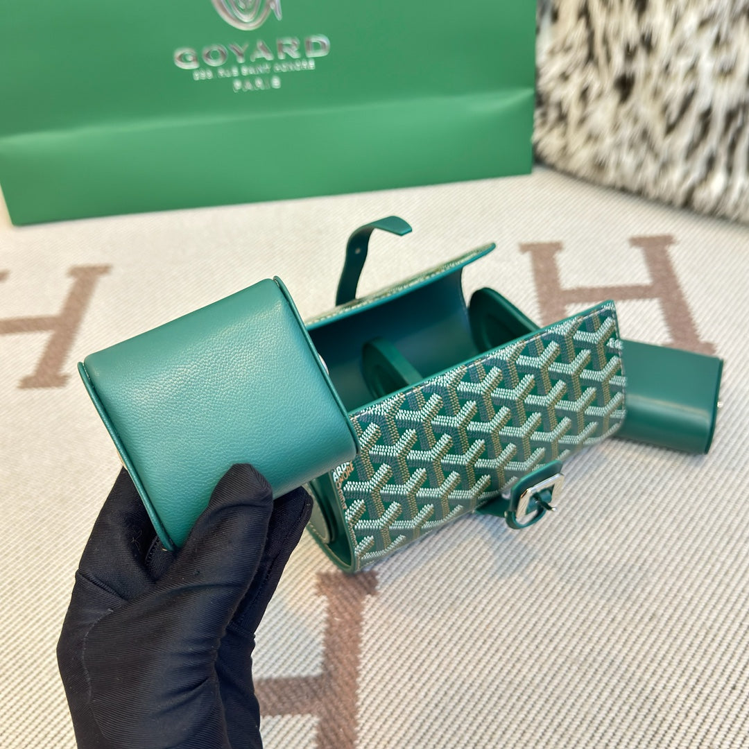 CUSTOM GOYARD 2 WATCH TRAVEL CASE