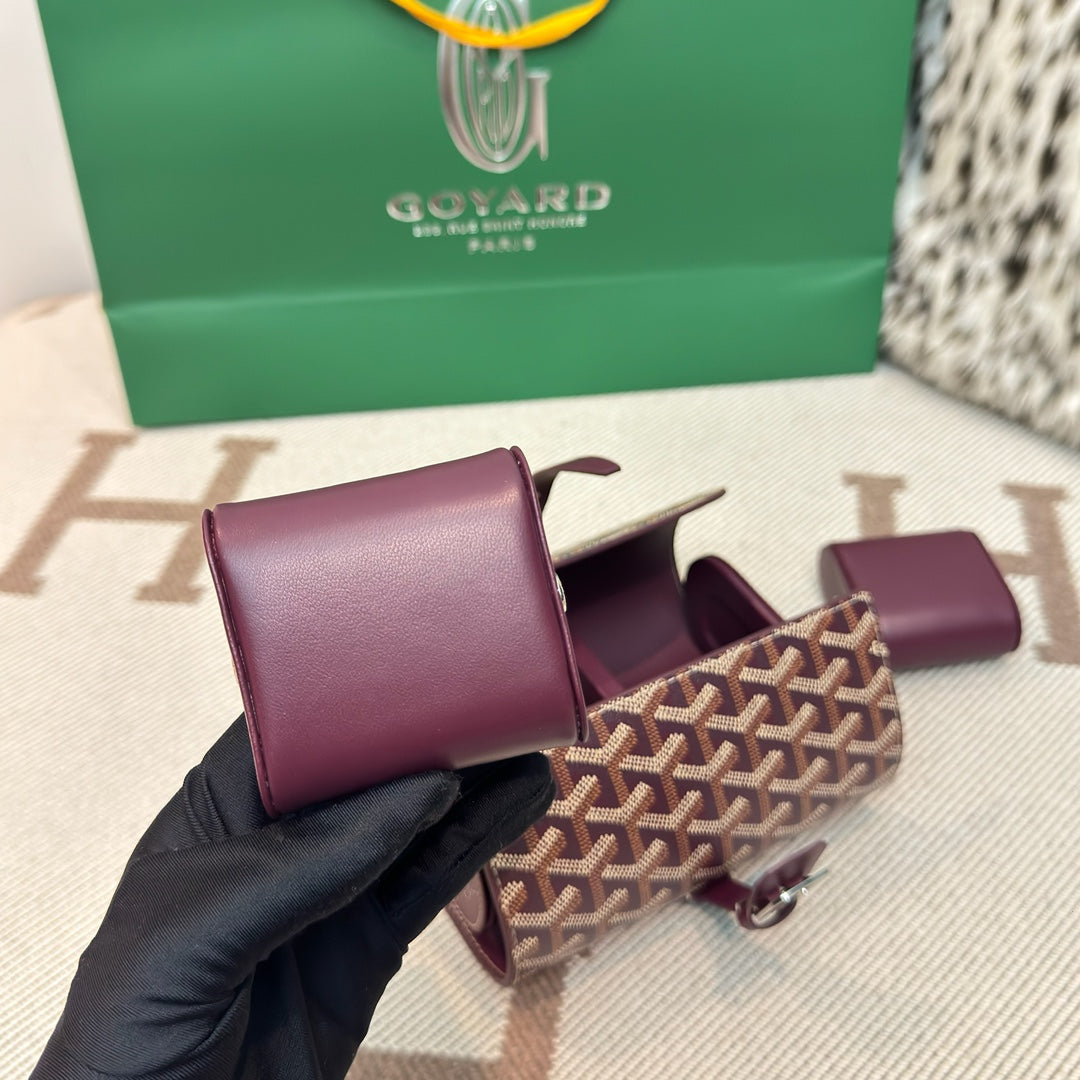 CUSTOM GOYARD 2 WATCH TRAVEL CASE