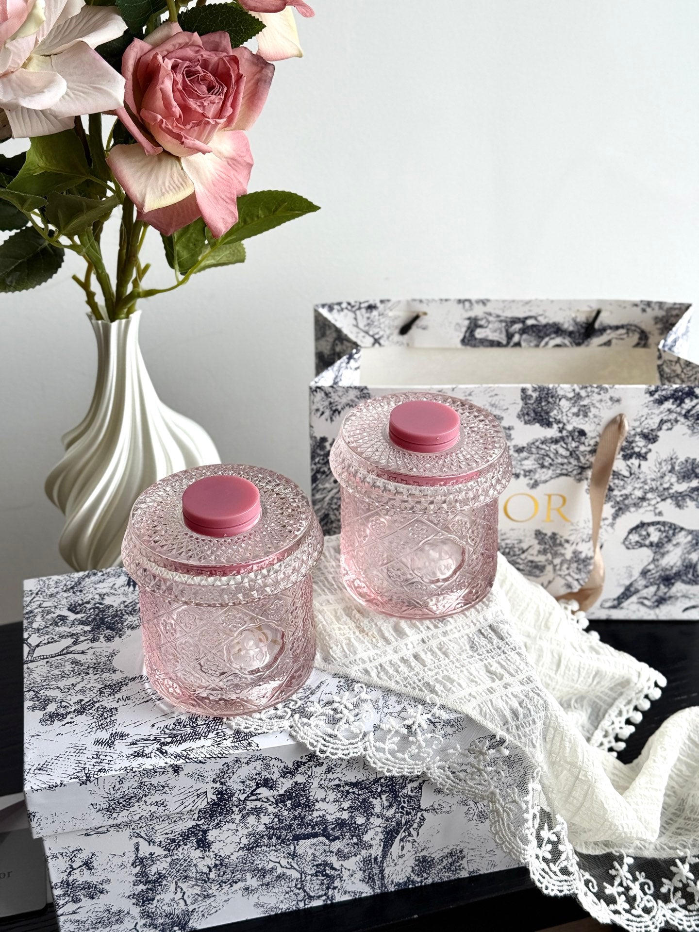 CHRISTIAN 2 GLASS CUP SET (PINK)