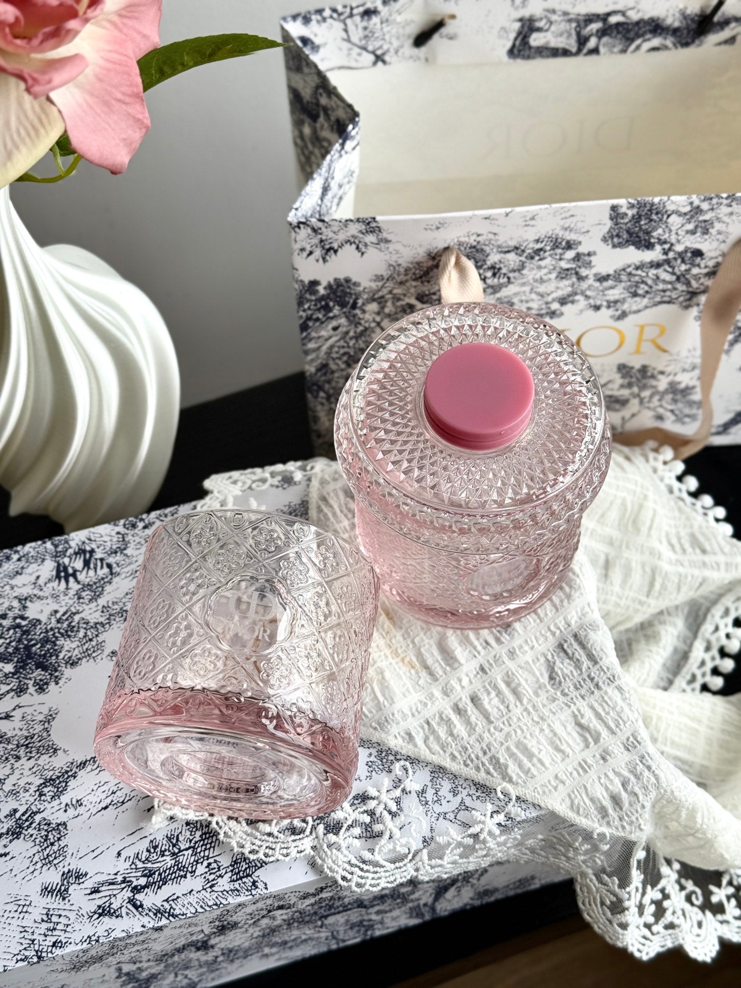 CHRISTIAN 2 GLASS CUP SET (PINK)
