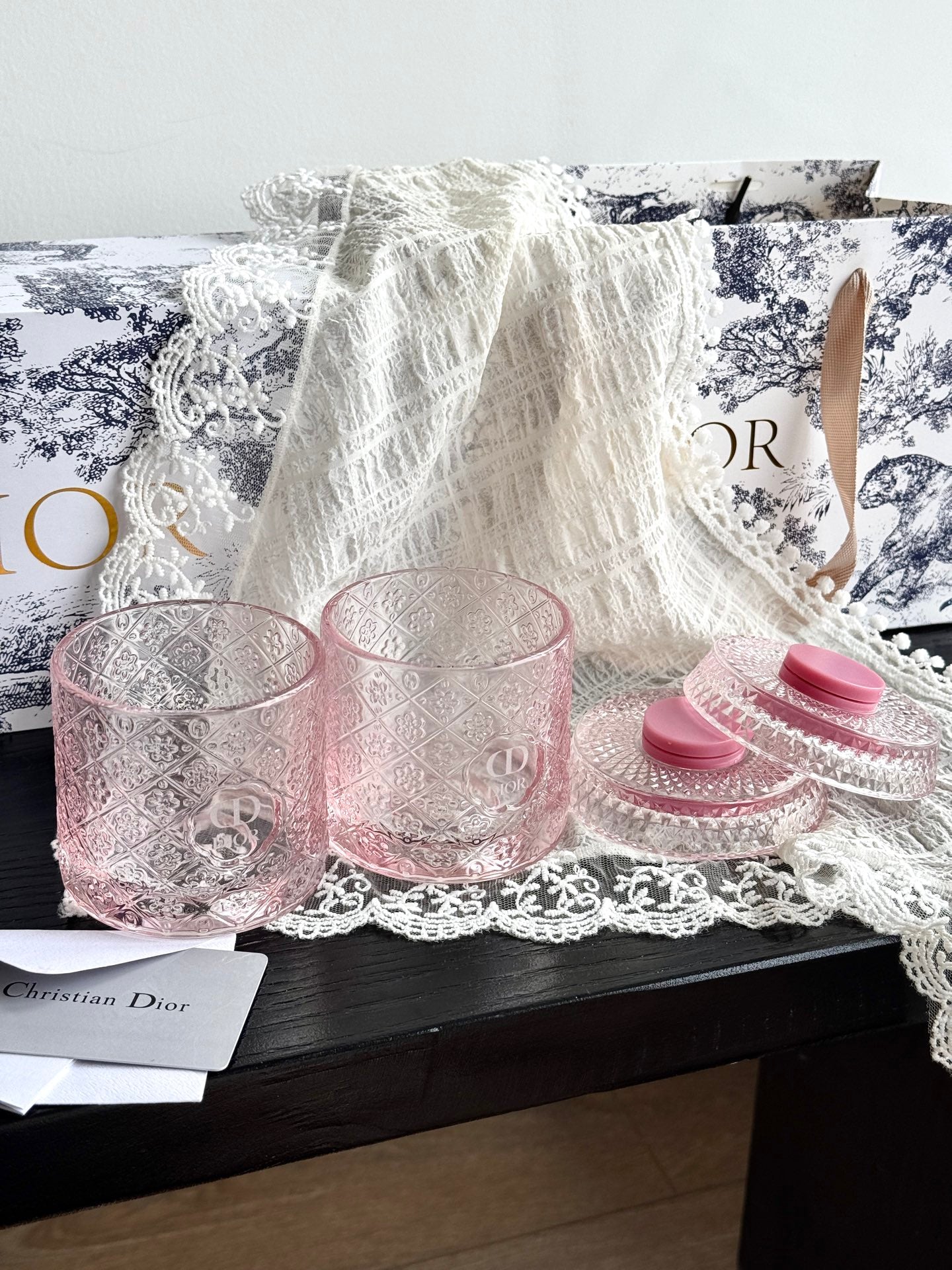 CHRISTIAN 2 GLASS CUP SET (PINK)