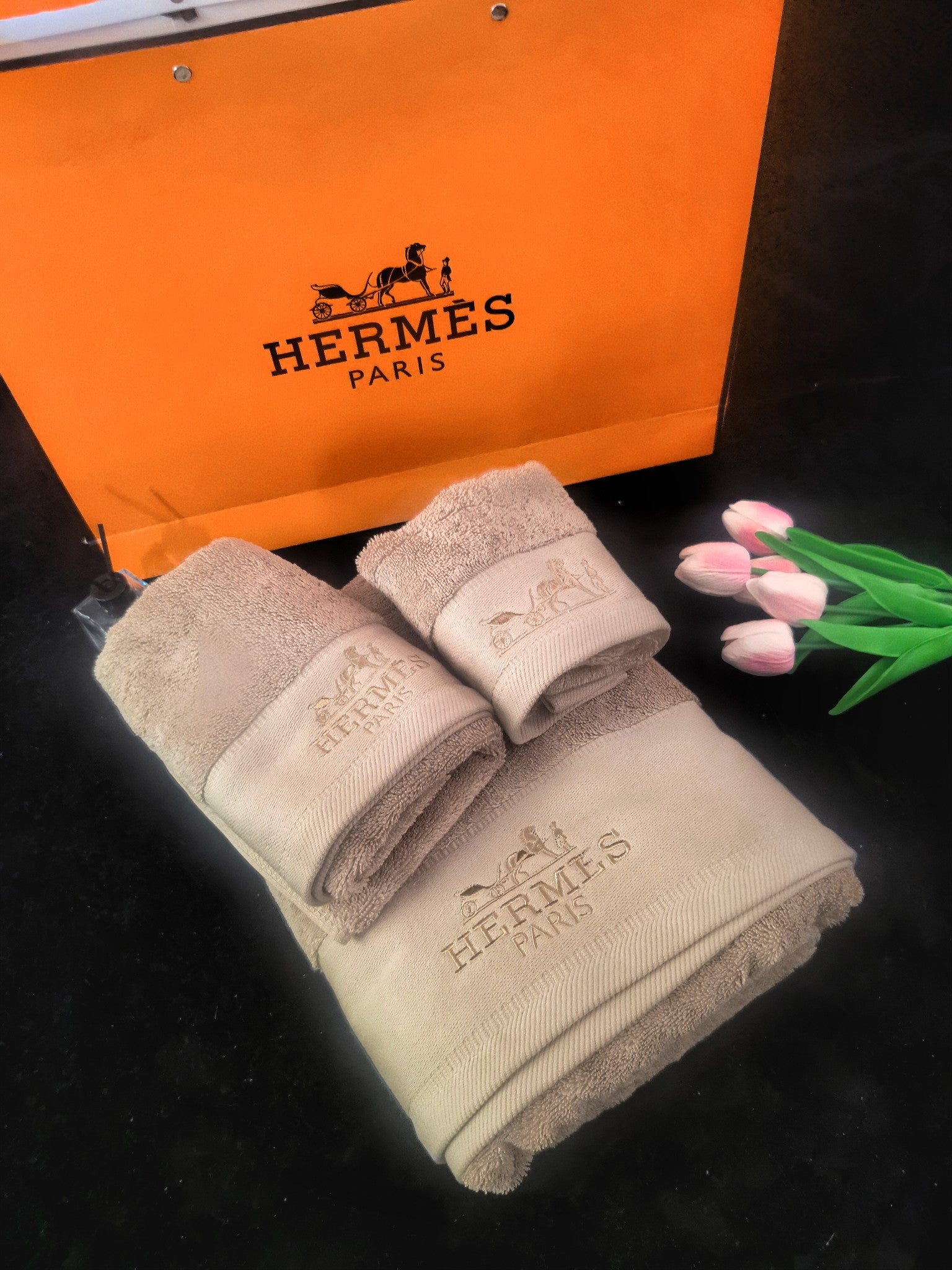 HERMES BATH TOWEL SET