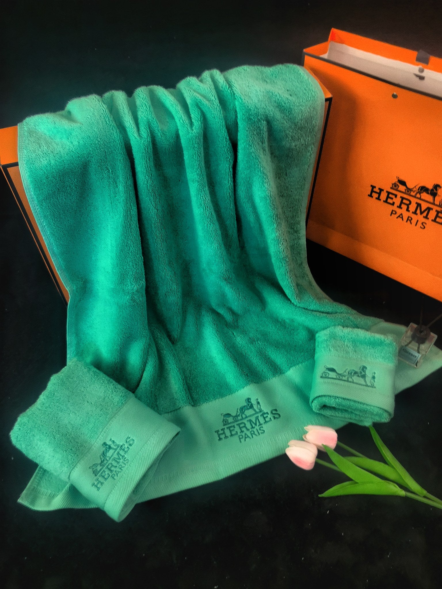 HERMES BATH TOWEL SET