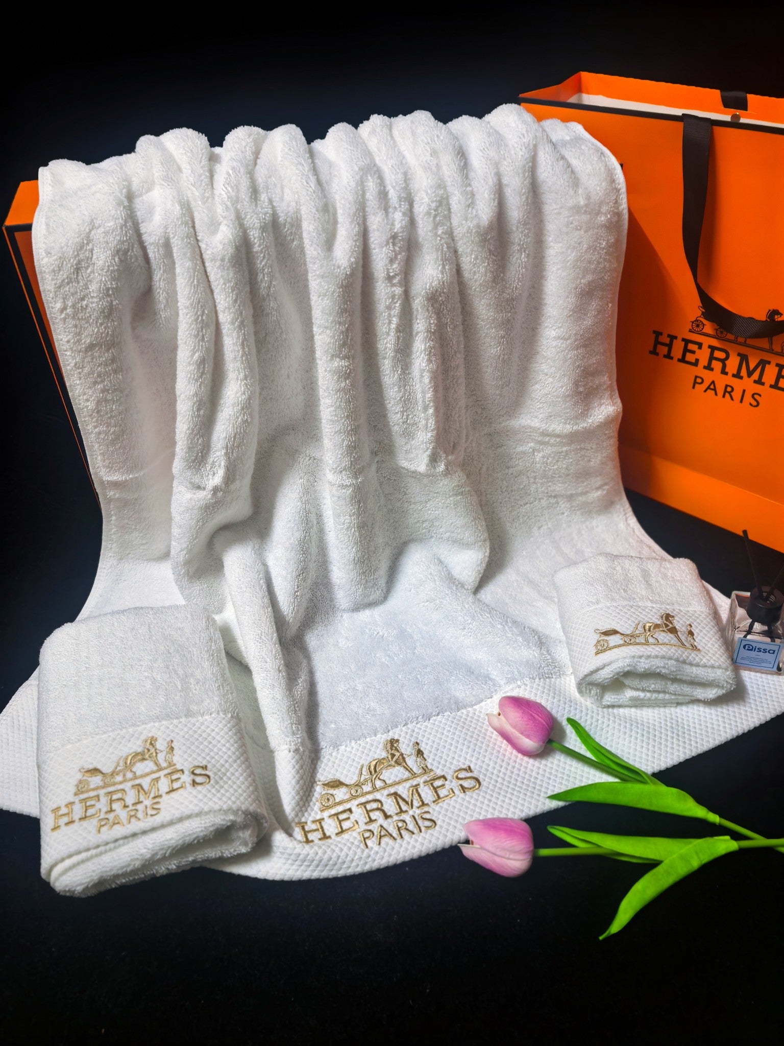 HERMES BATH TOWEL SET