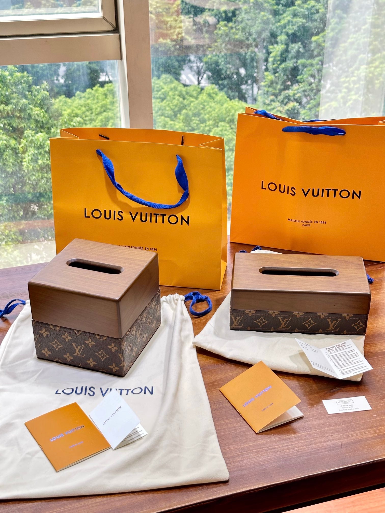CUSTOM LV WOOD TISSUE BOX COVER