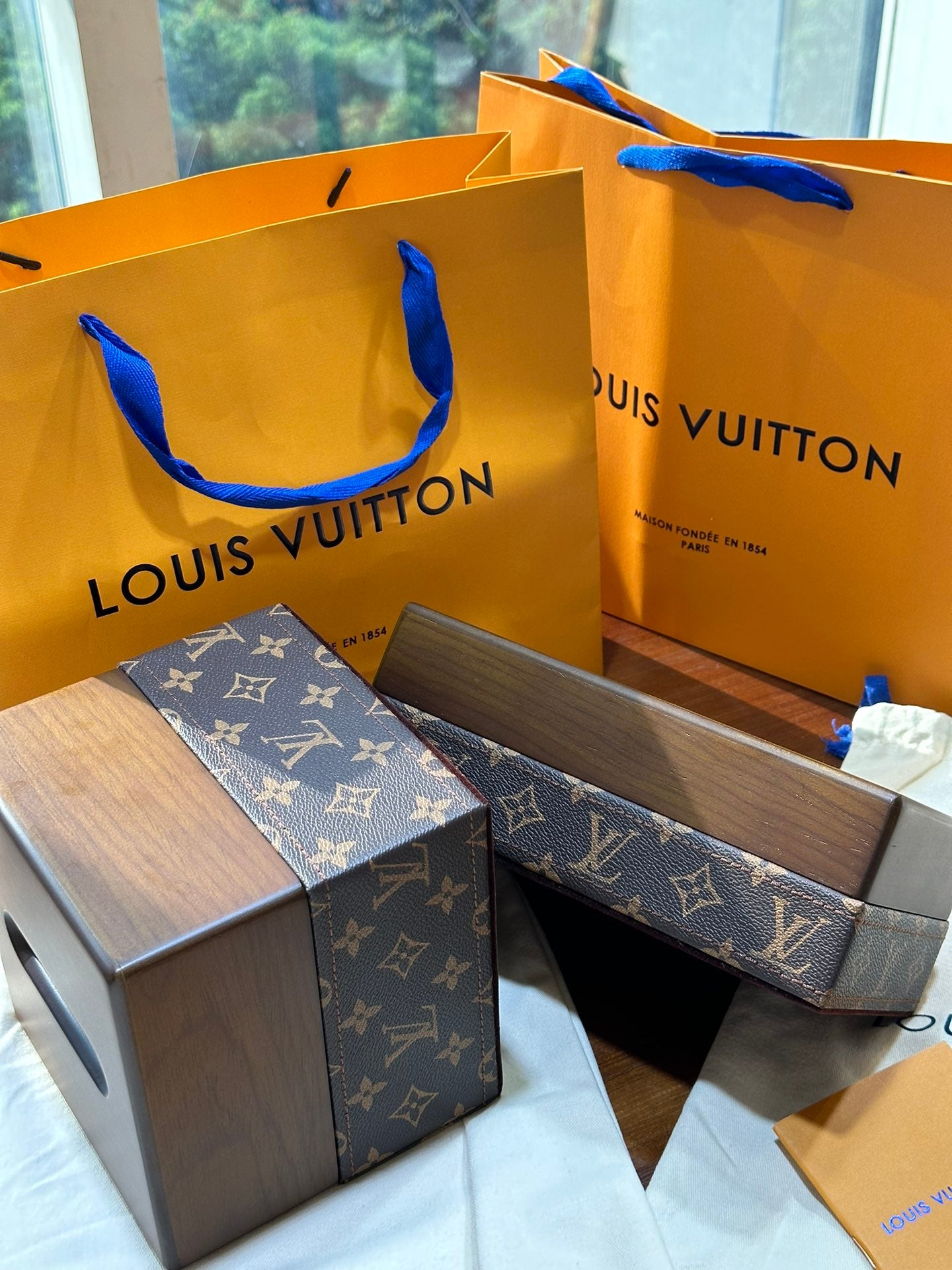 CUSTOM LV WOOD TISSUE BOX COVER
