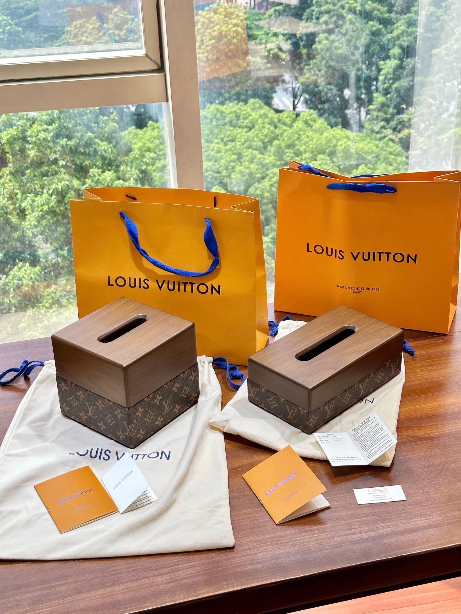 CUSTOM LV WOOD TISSUE BOX COVER