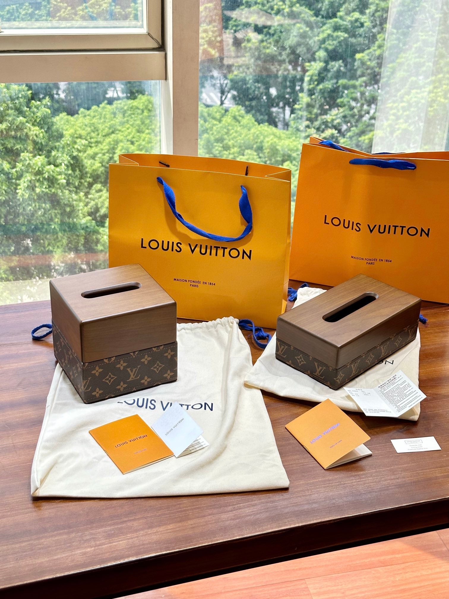 CUSTOM LV WOOD TISSUE BOX COVER