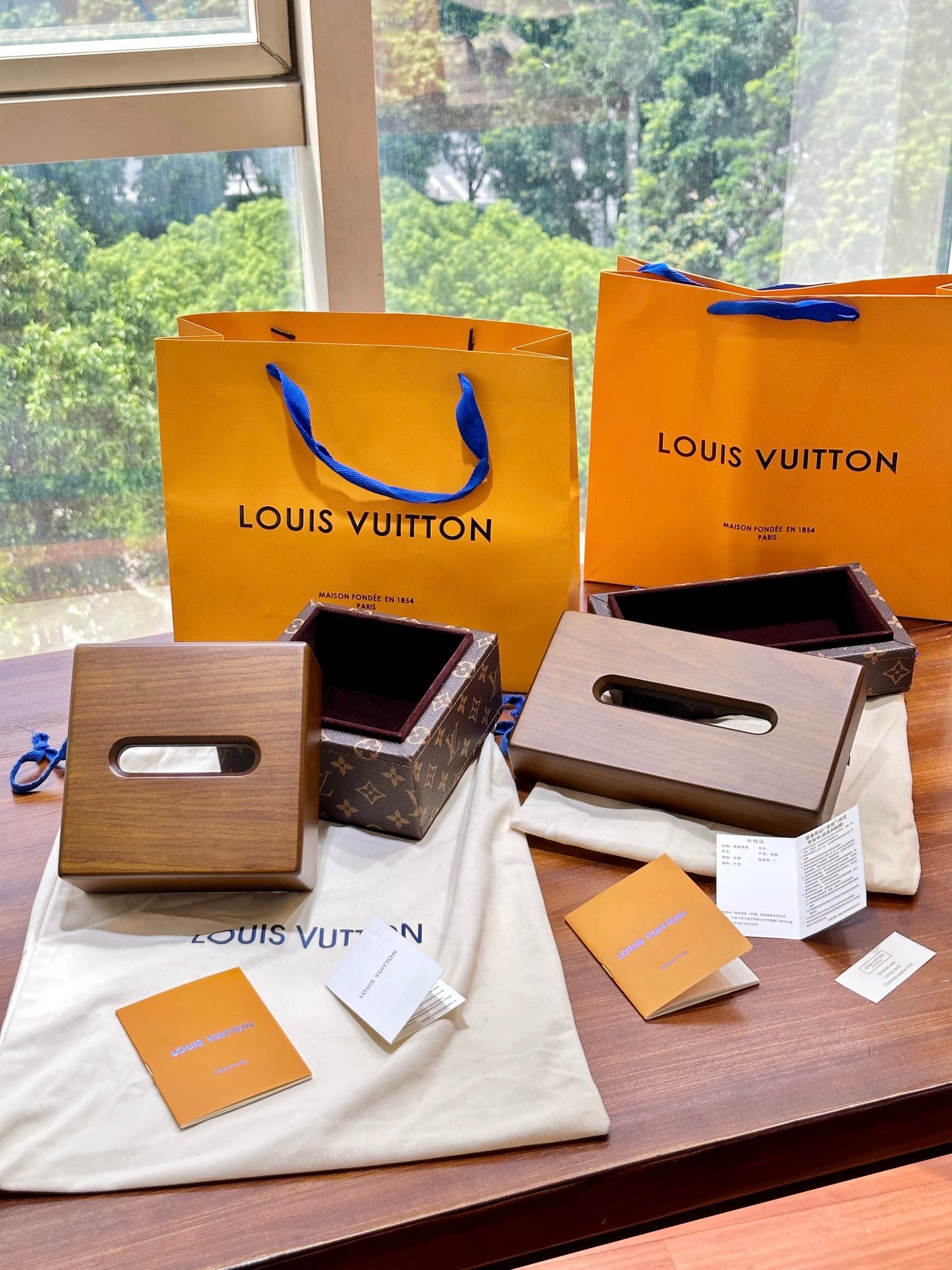 CUSTOM LV WOOD TISSUE BOX COVER