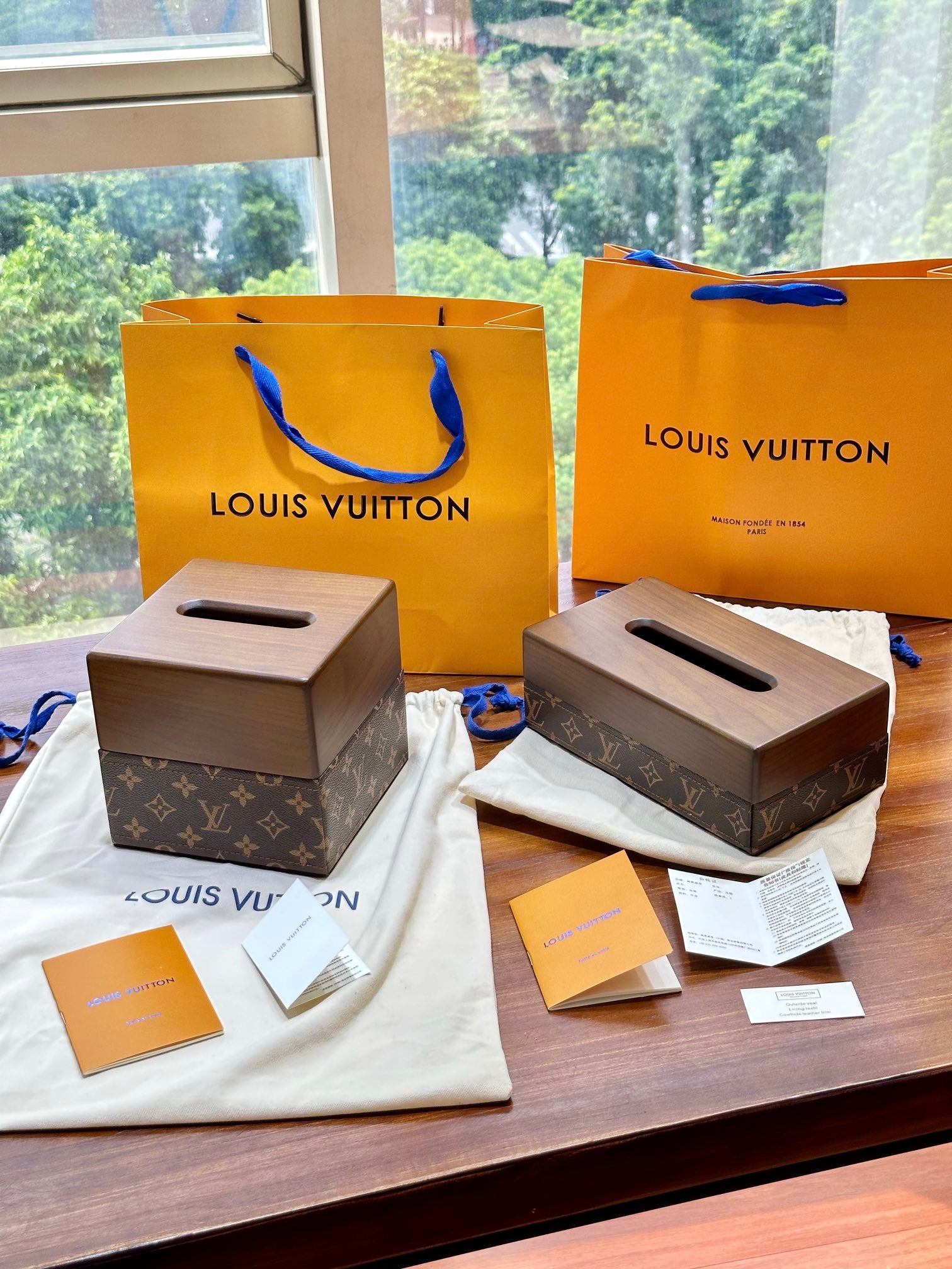 CUSTOM LV WOOD TISSUE BOX COVER