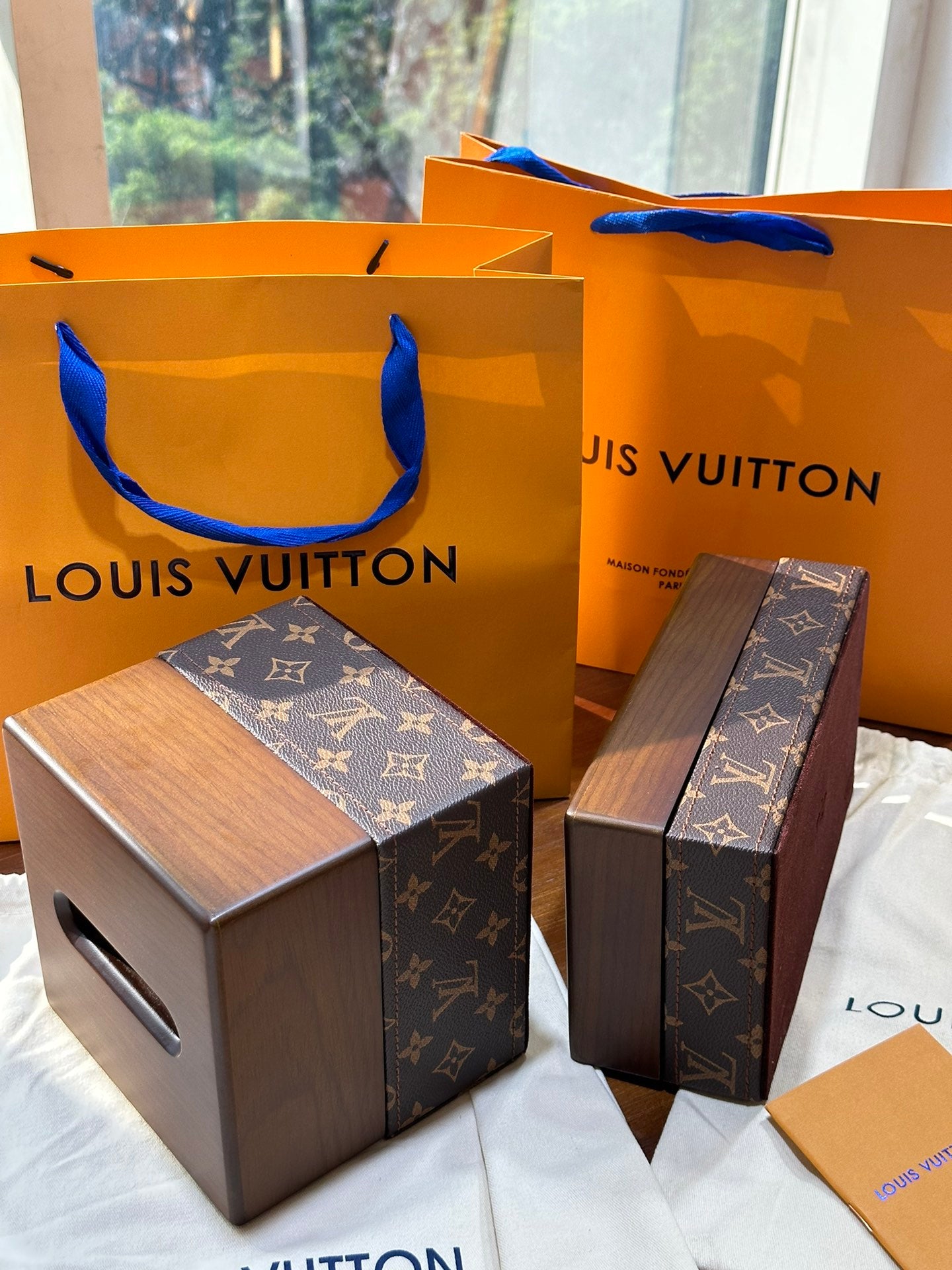 CUSTOM LV WOOD TISSUE BOX COVER