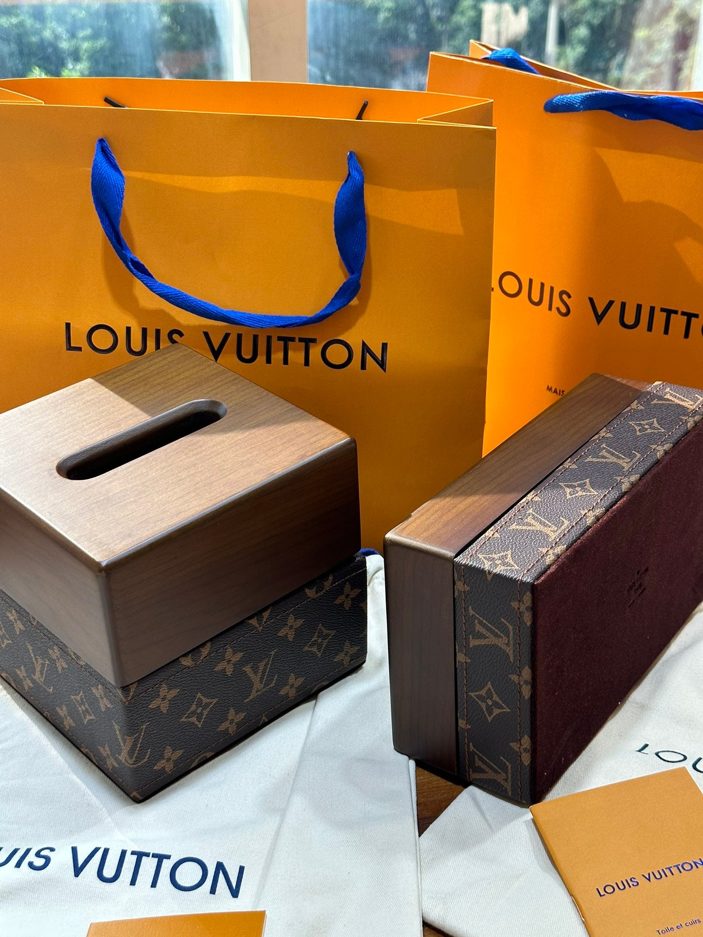 CUSTOM LV WOOD TISSUE BOX COVER