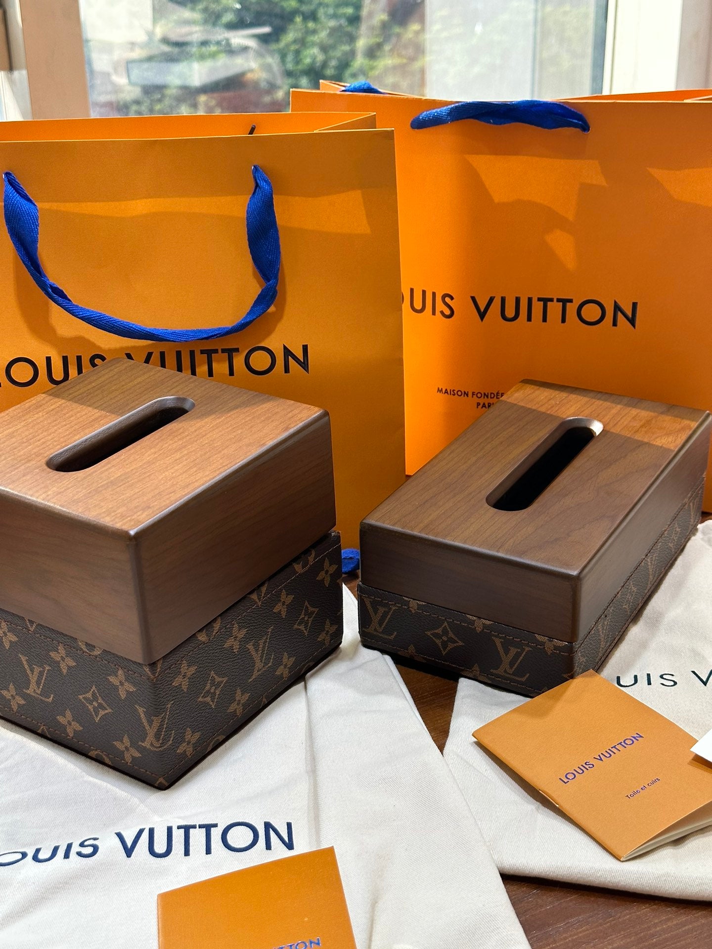 CUSTOM LV WOOD TISSUE BOX COVER
