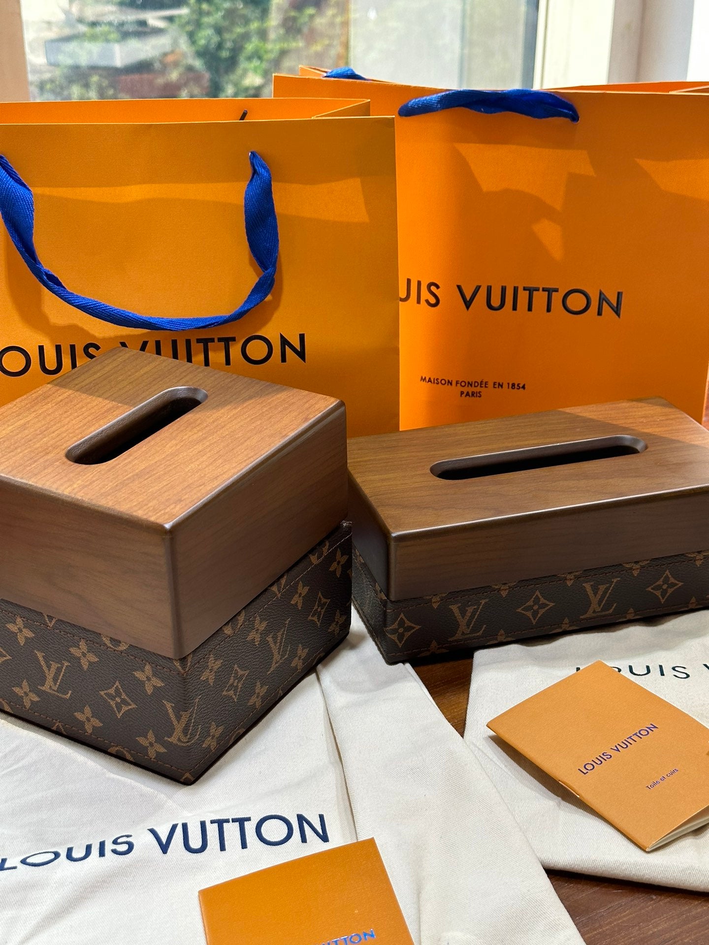 CUSTOM LV WOOD TISSUE BOX COVER
