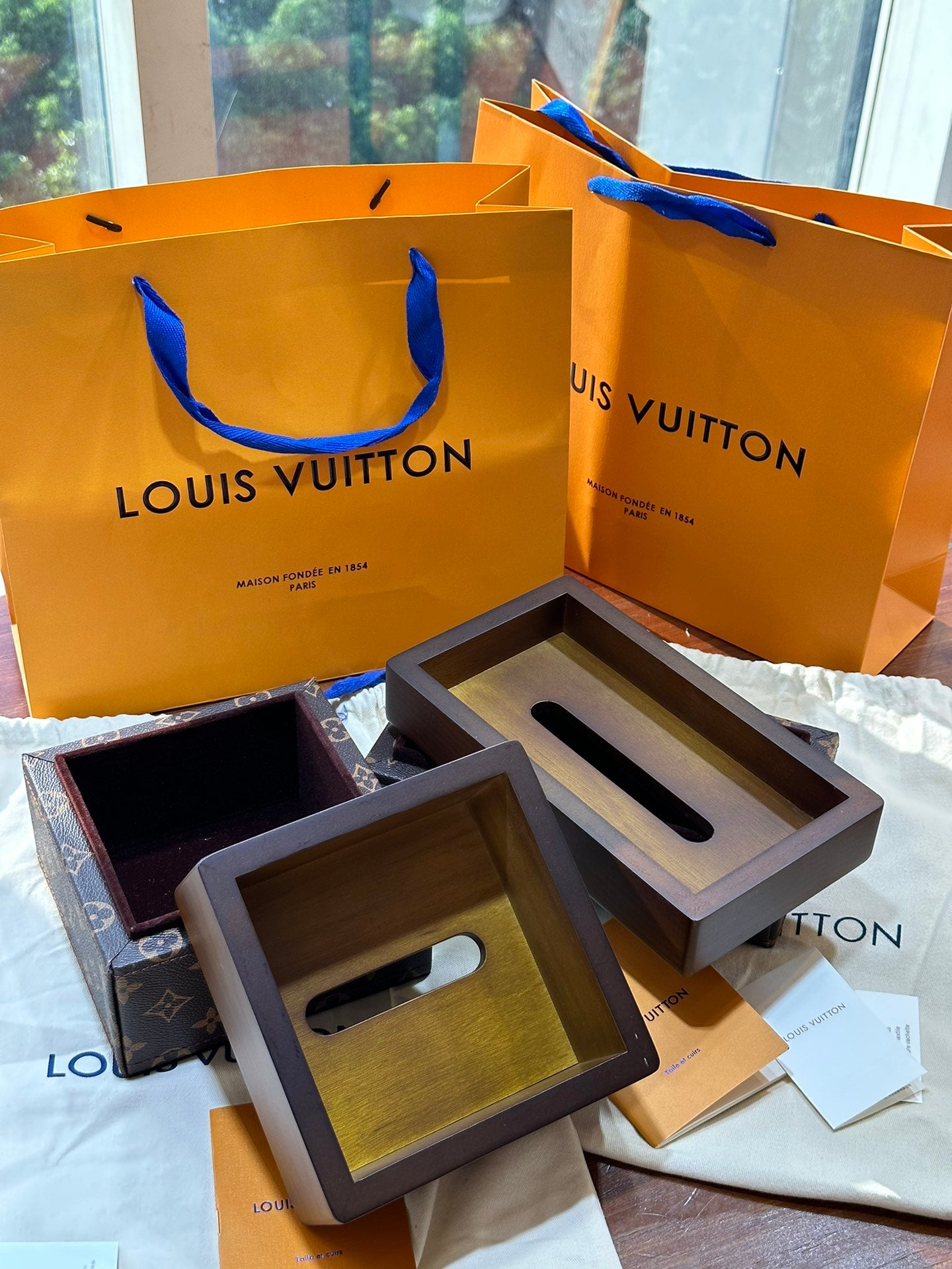 CUSTOM LV WOOD TISSUE BOX COVER