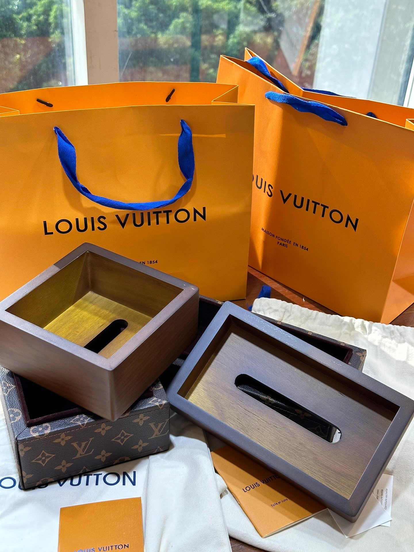 CUSTOM LV WOOD TISSUE BOX COVER